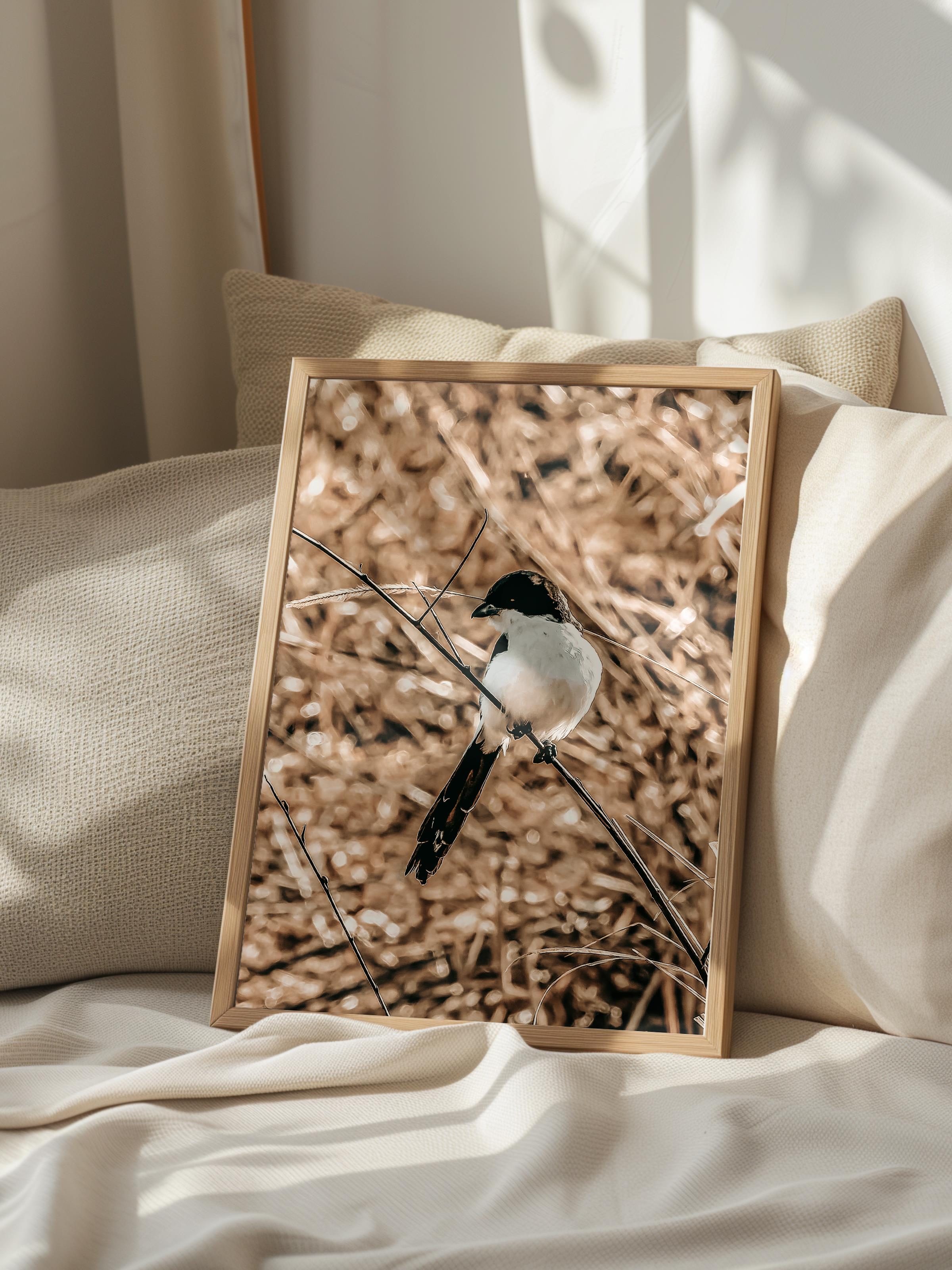 Rustic Çerçevesiz Poster, İskandinav Kahverengi Poster, NO:98 Kuş ve Tohumlar Fotoğraf, Dikey