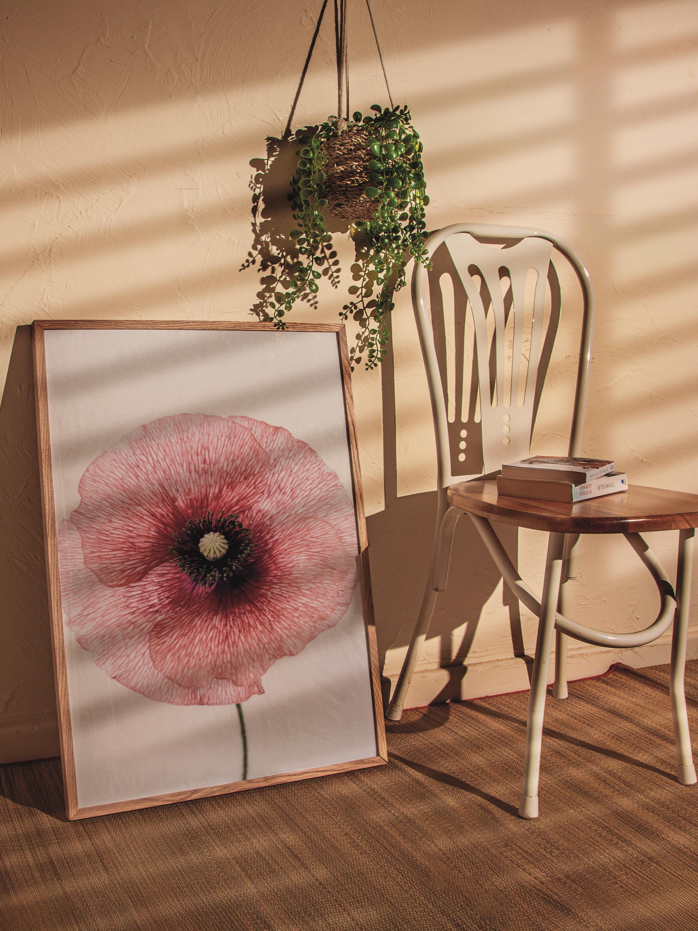 Rustic Çerçevesiz Poster, İskandinav Kırmızı Poster, NO:391 Gelincik Çiçeği Fotoğraf