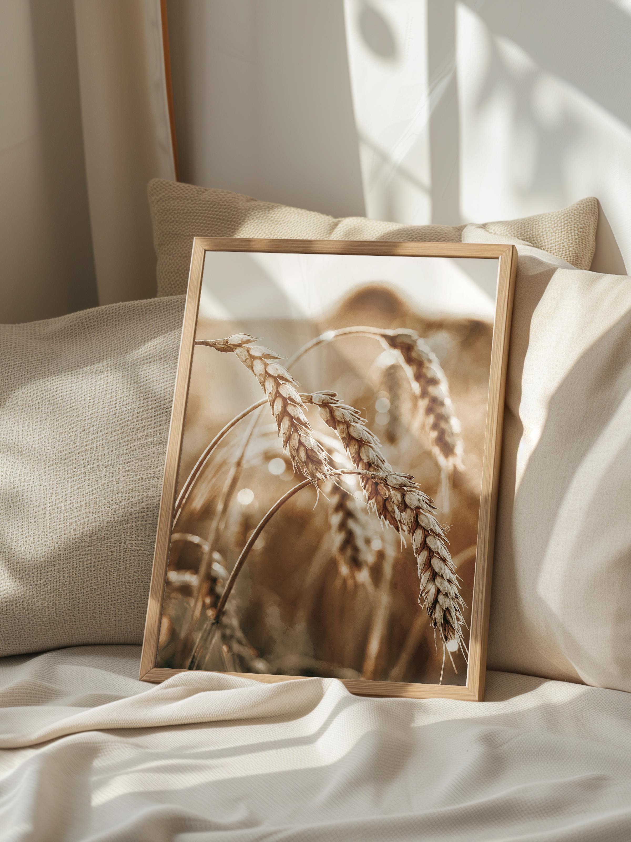 Rustic Çerçevesiz Poster, İskandinav Sarı Poster, NO:404 Buğday Tarlası Fotoğraf