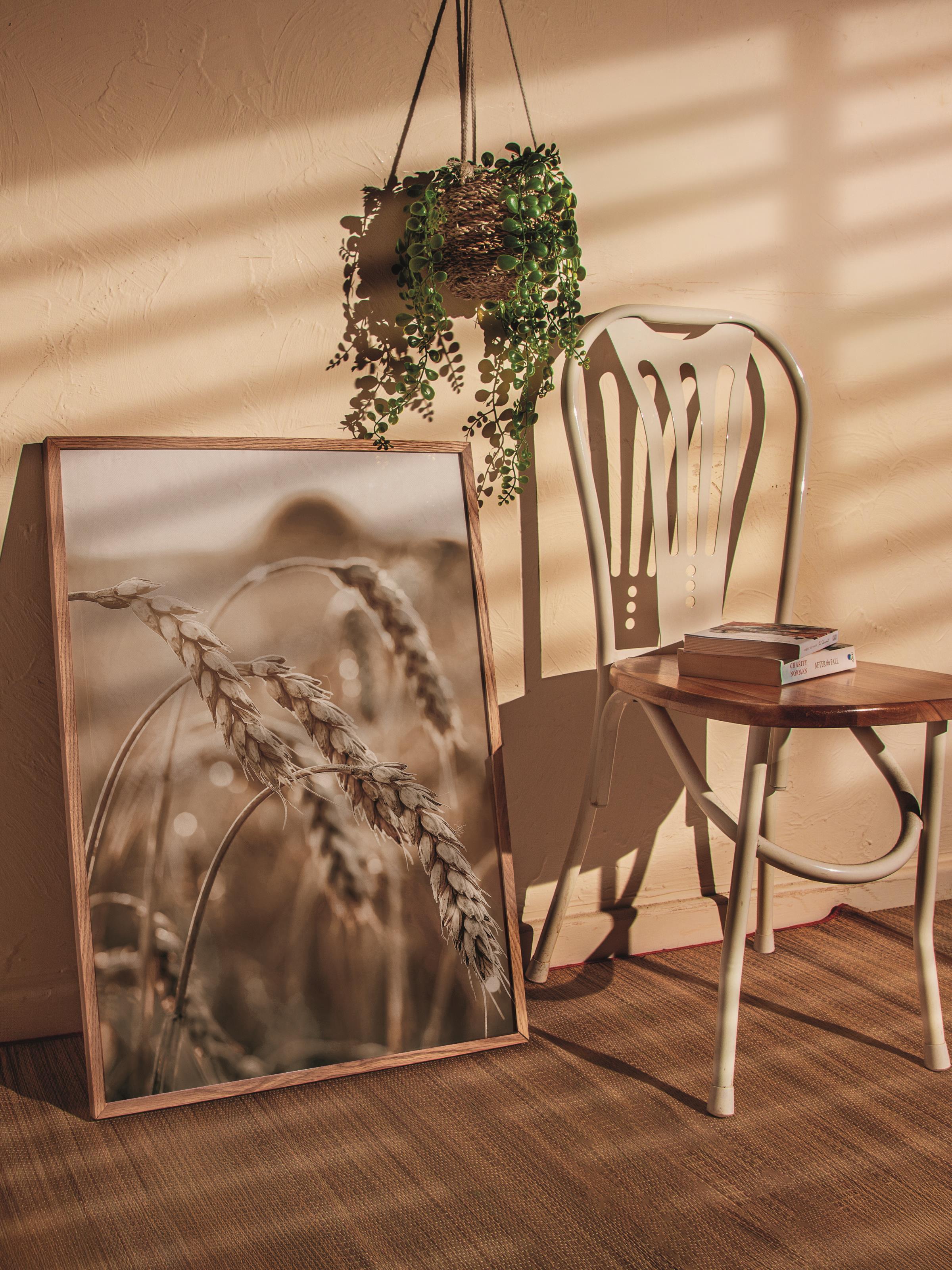 Rustic Çerçevesiz Poster, İskandinav Sarı Poster, NO:404 Buğday Tarlası Fotoğraf