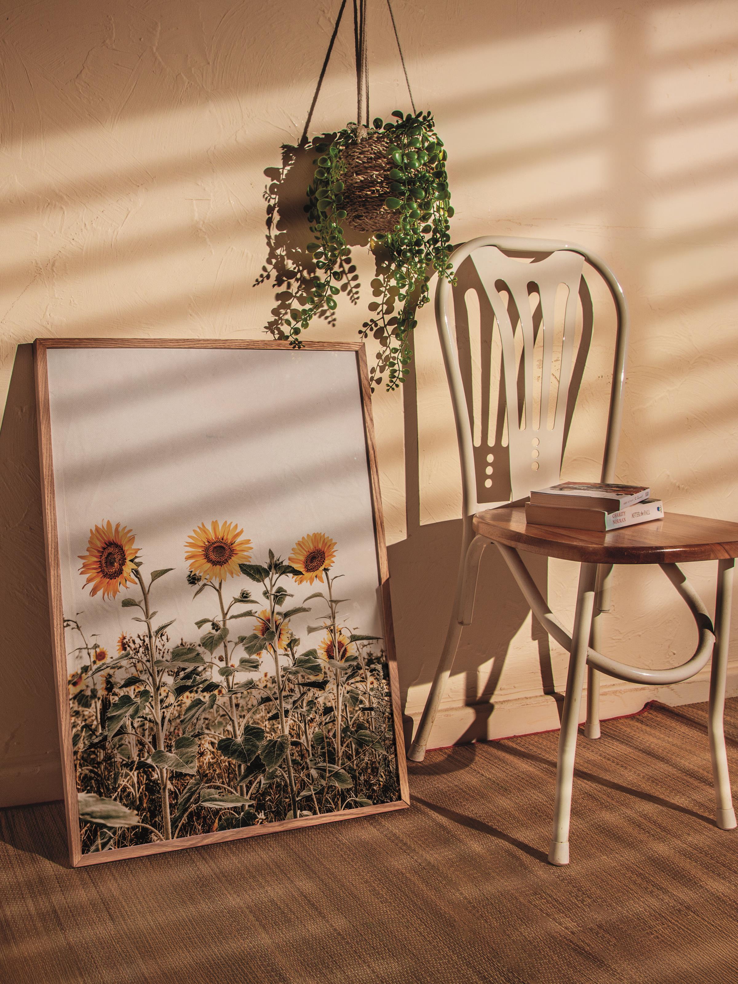 Rustic Çerçevesiz Poster, İskandinav Sarı Poster, NO:429 Ayçiçeği Fotoğraf