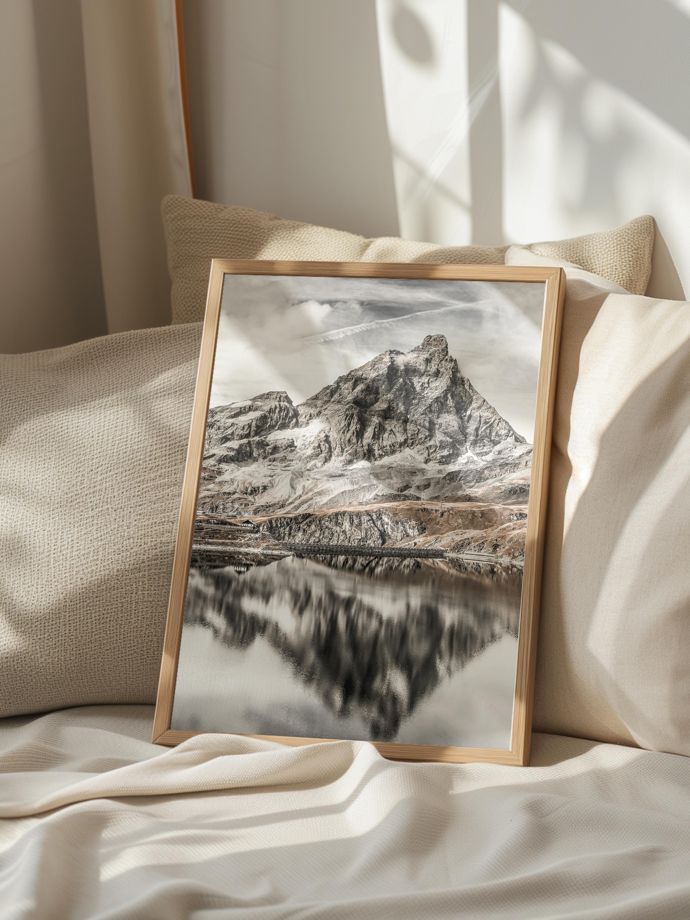 Rustic Çerçevesiz Poster, İskandinav Siyah Beyaz Poster, NO:487 Dağ Fotoğraf