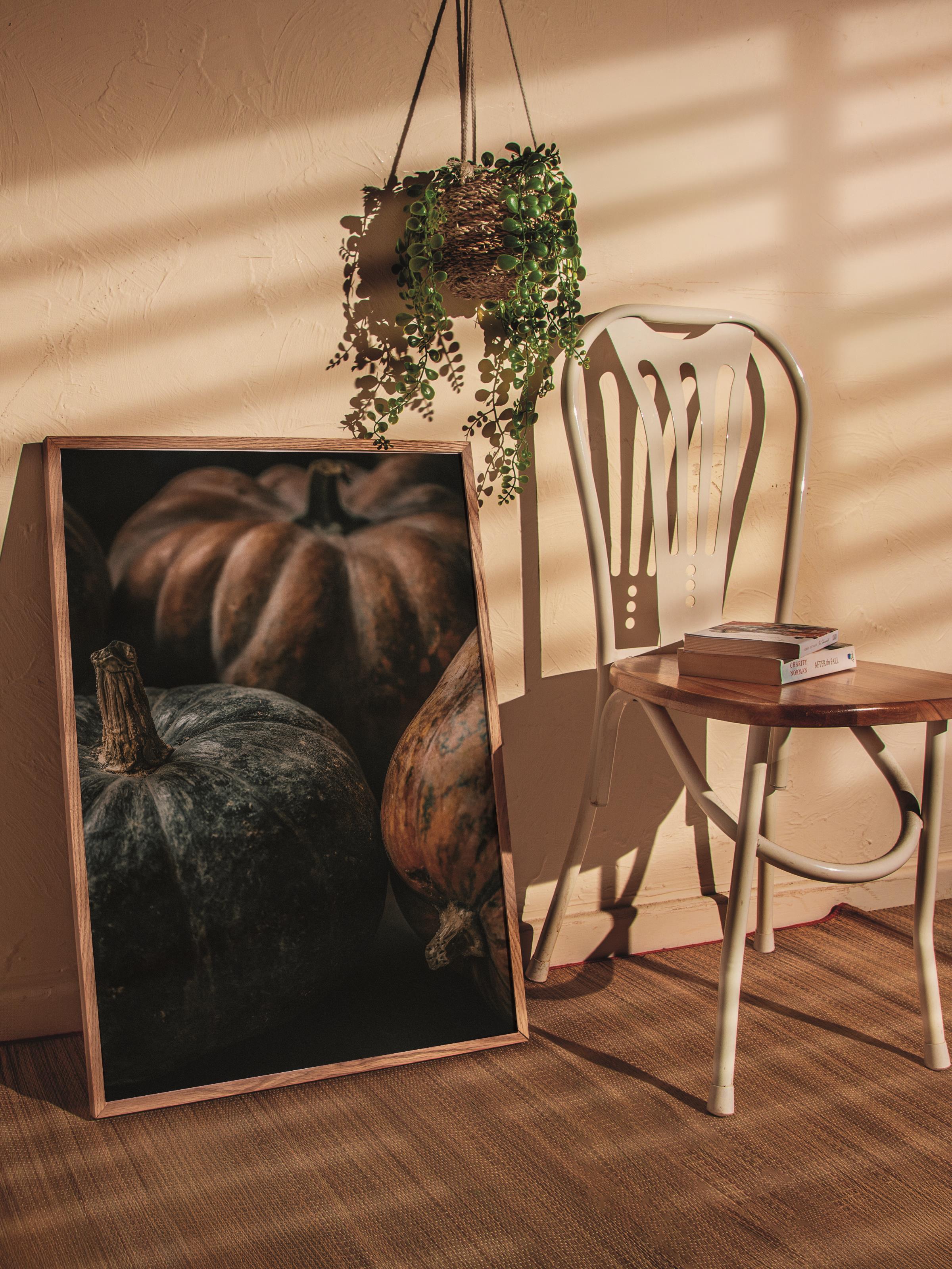 Rustic Çerçevesiz Poster, İskandinav Turuncu Poster, NO:462 Balkabakları Fotoğraf