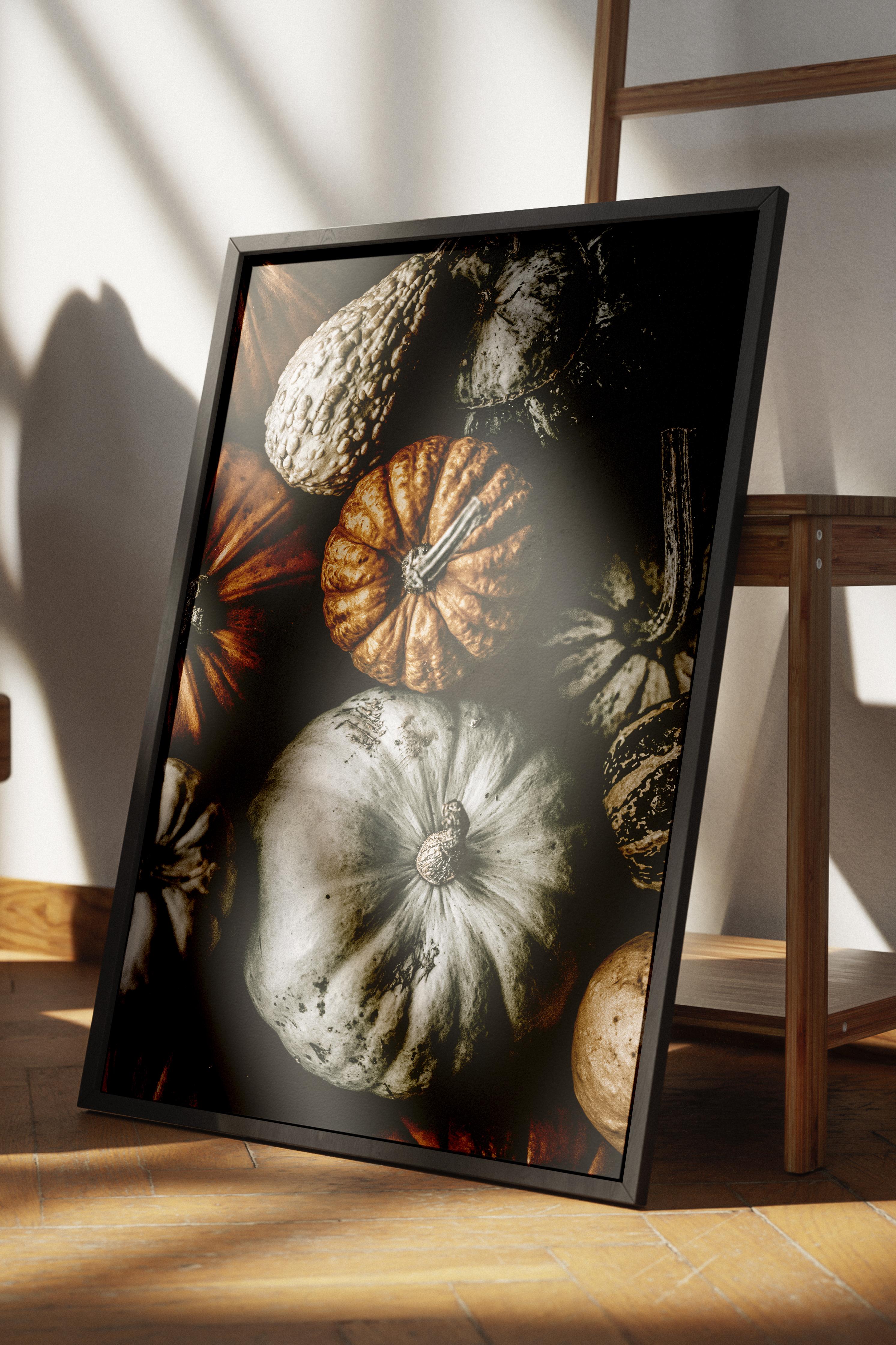 Rustic Çerçevesiz Poster, İskandinav Turuncu Poster, NO:470 Balkabakları Fotoğraf