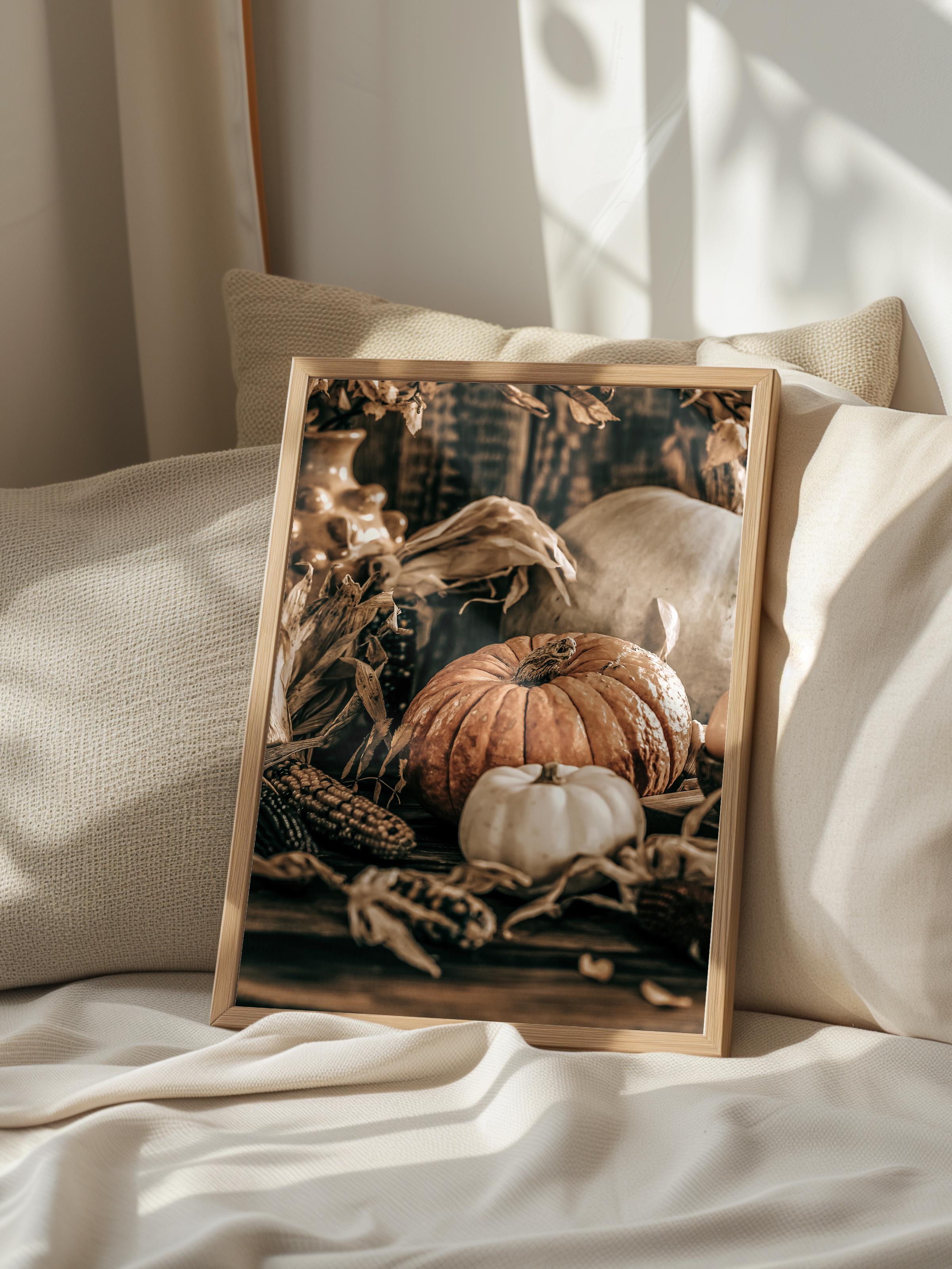 Rustic Çerçevesiz Poster, İskandinav Turuncu Poster, NO:479 Balkabakları Fotoğraf