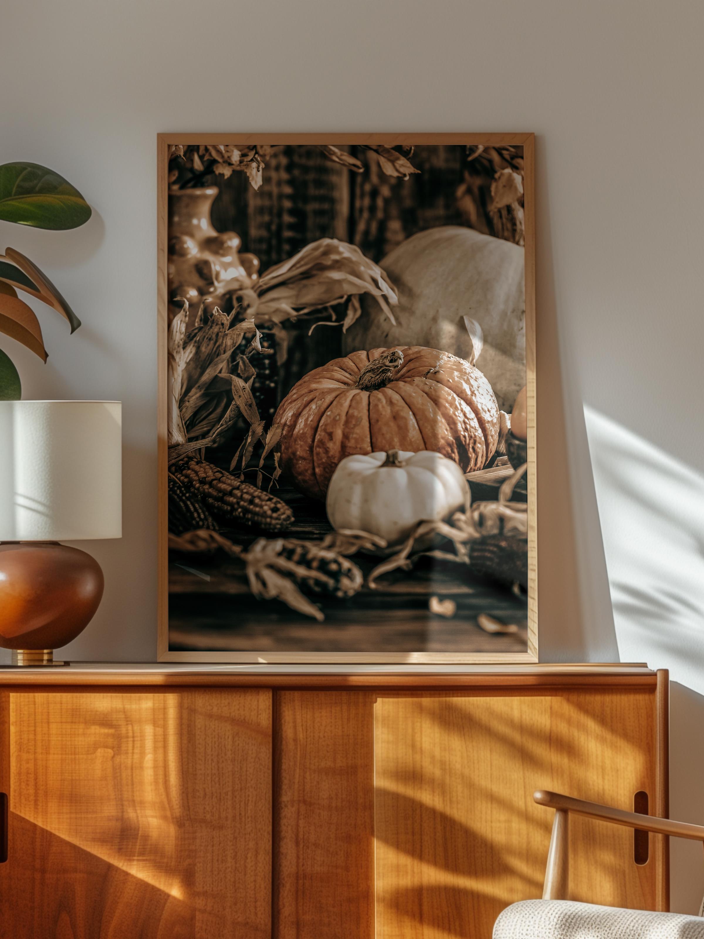 Rustic Çerçevesiz Poster, İskandinav Turuncu Poster, NO:479 Balkabakları Fotoğraf