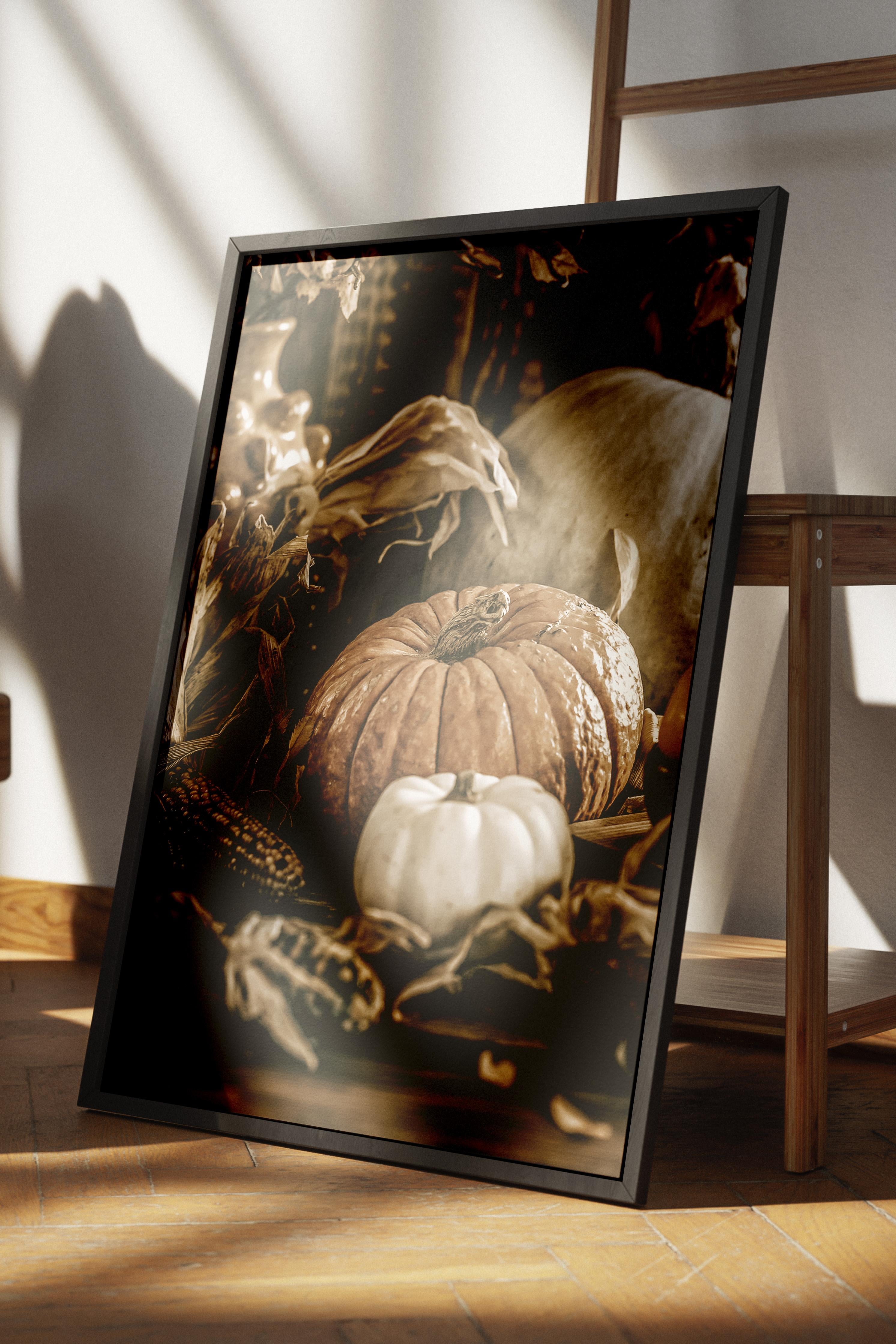 Rustic Çerçevesiz Poster, İskandinav Turuncu Poster, NO:479 Balkabakları Fotoğraf