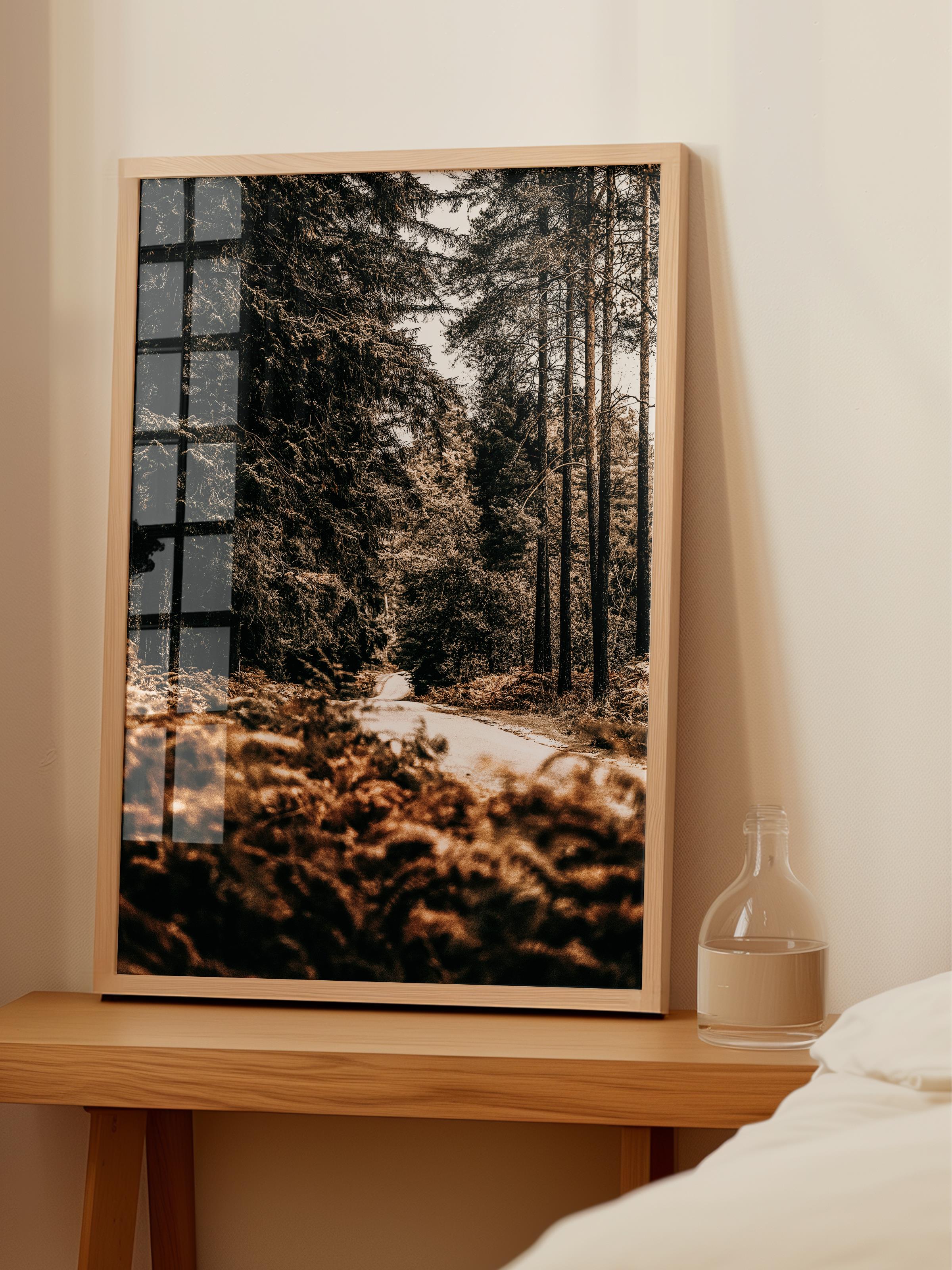 Rustic Çerçevesiz Poster, İskandinav Yeşil Poster, NO:2 Orman Yolu Fotoğraf, Dikey