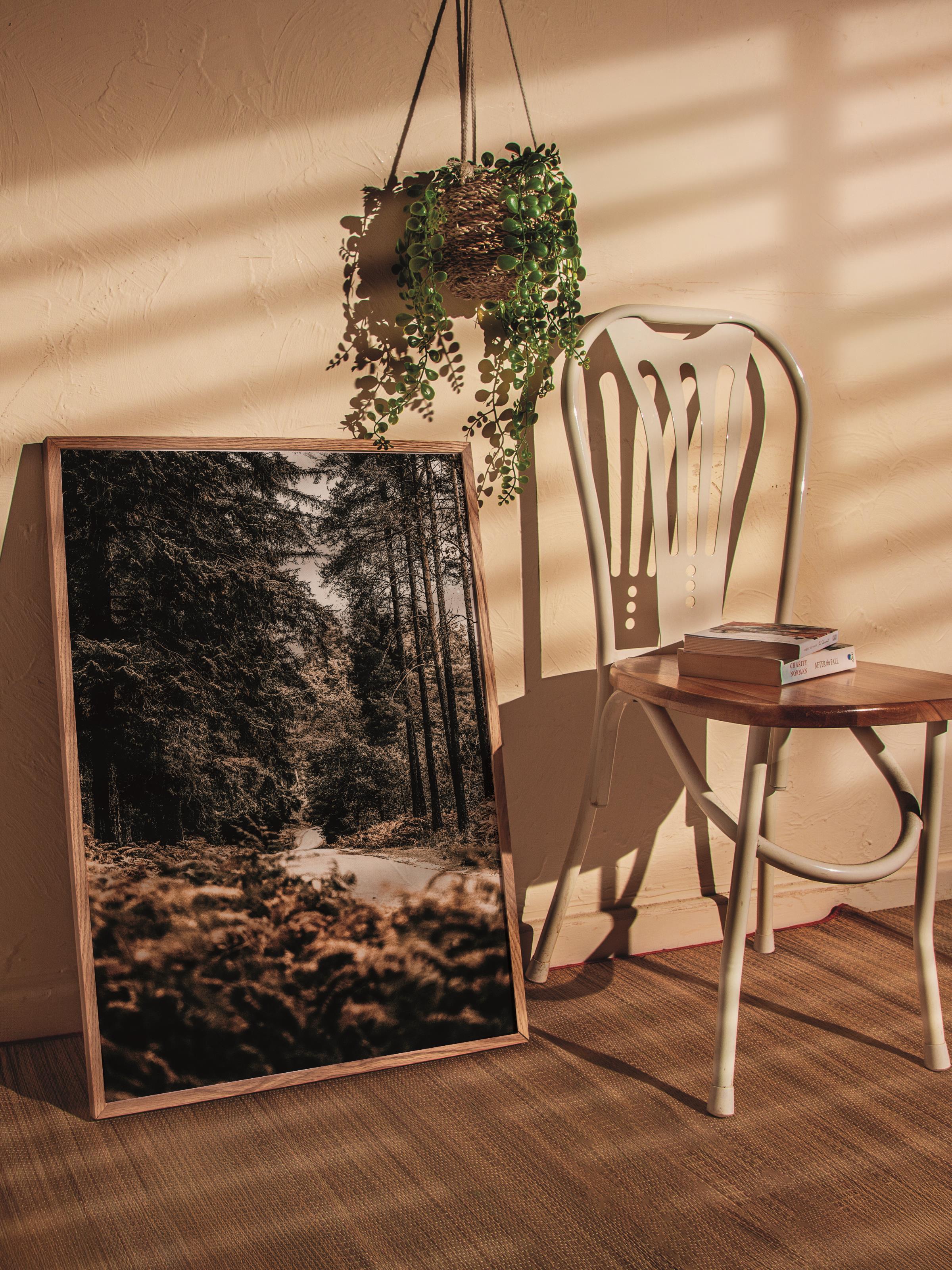 Rustic Çerçevesiz Poster, İskandinav Yeşil Poster, NO:2 Orman Yolu Fotoğraf, Dikey