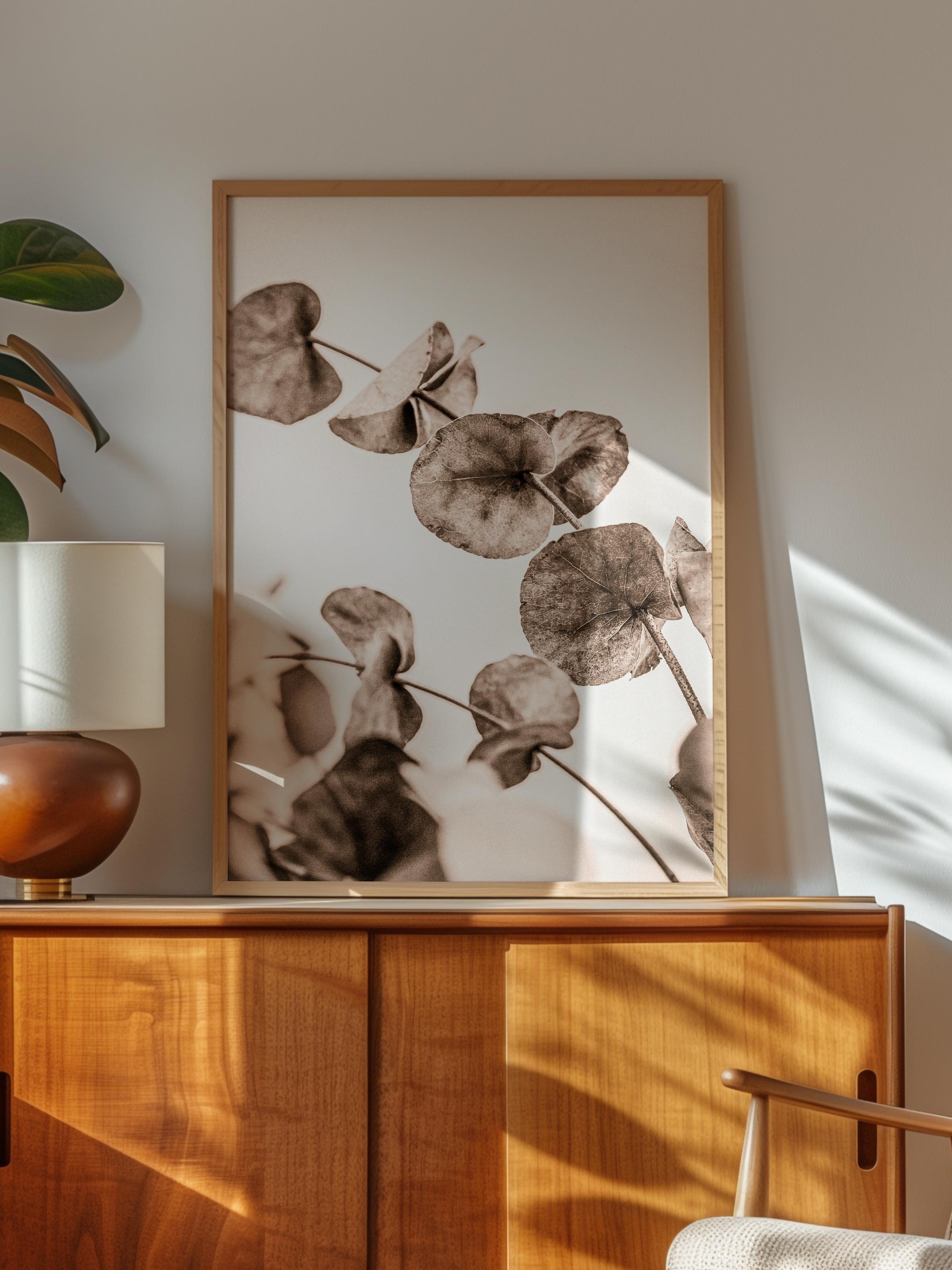 Rustic Çerçevesiz Poster, İskandinav Yeşil Poster, NO:360 Yapraklar Fotoğraf, Dikey