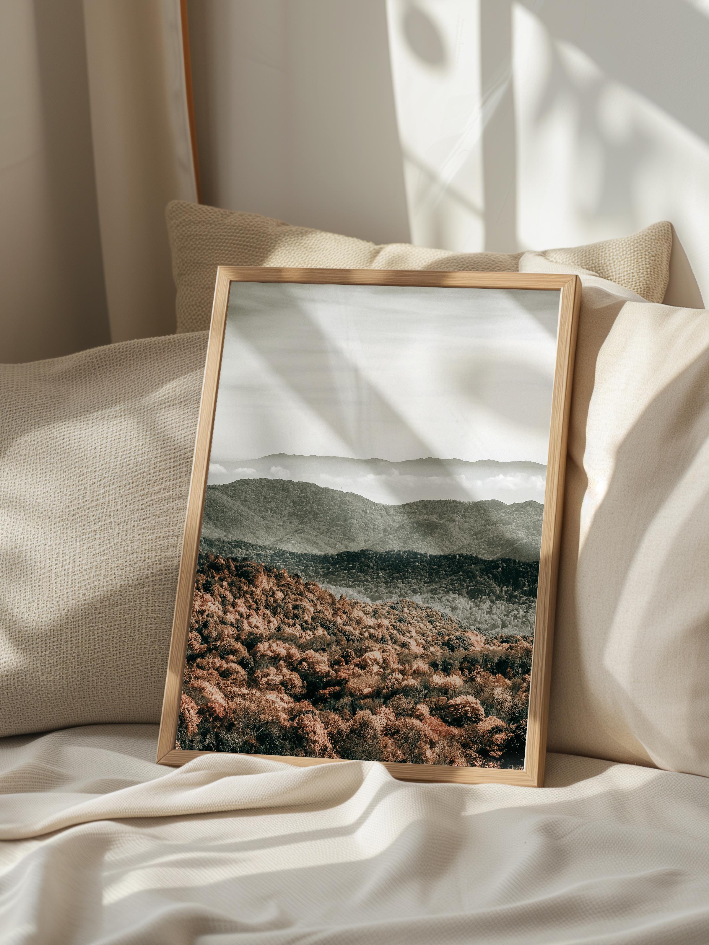 Rustic Çerçevesiz Poster, İskandinav Yeşil Poster, NO:410 Dağ Manzarası Fotoğraf