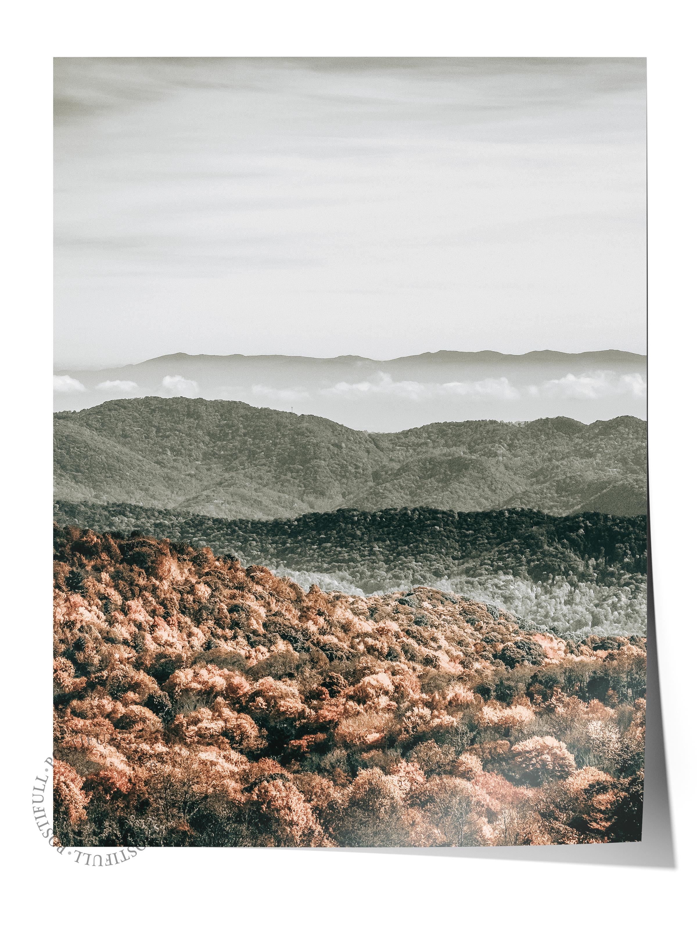 Rustic Çerçevesiz Poster, İskandinav Yeşil Poster, NO:410 Dağ Manzarası Fotoğraf