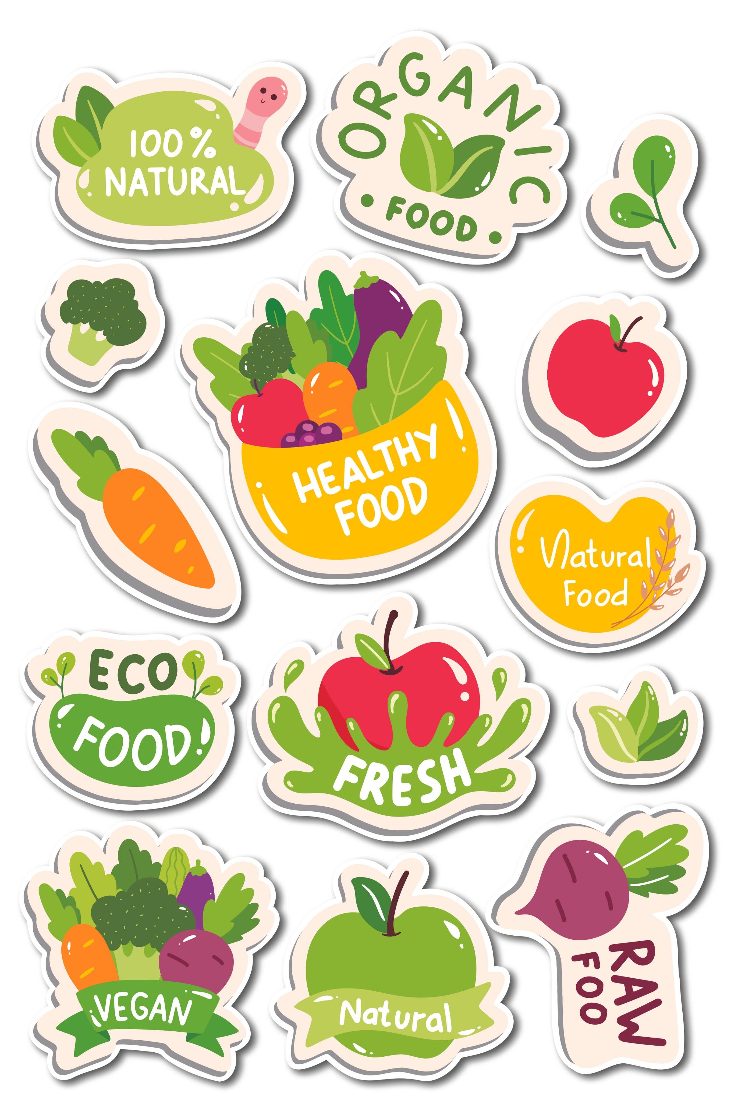 Sağlık & Spor Temalı Sticker ve Etiket Seti - Orta Boy - Su Geçirmez, Kalın Yapışkanlı Sticker Seti