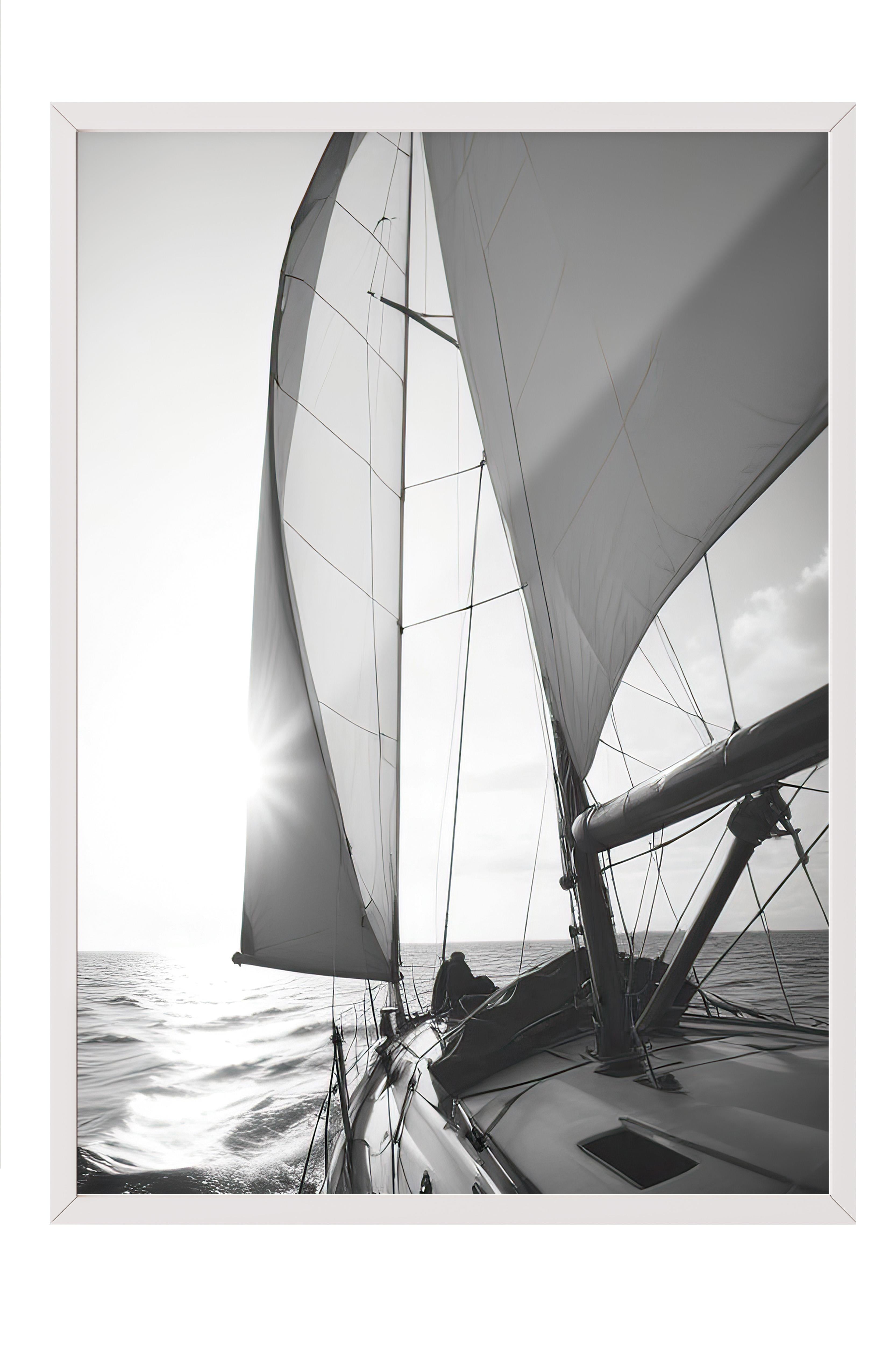 Sailing into the Sunset Beyaz Çerçeveli Tablo, Duvar Tablosu Comfort Serisi NO:108384