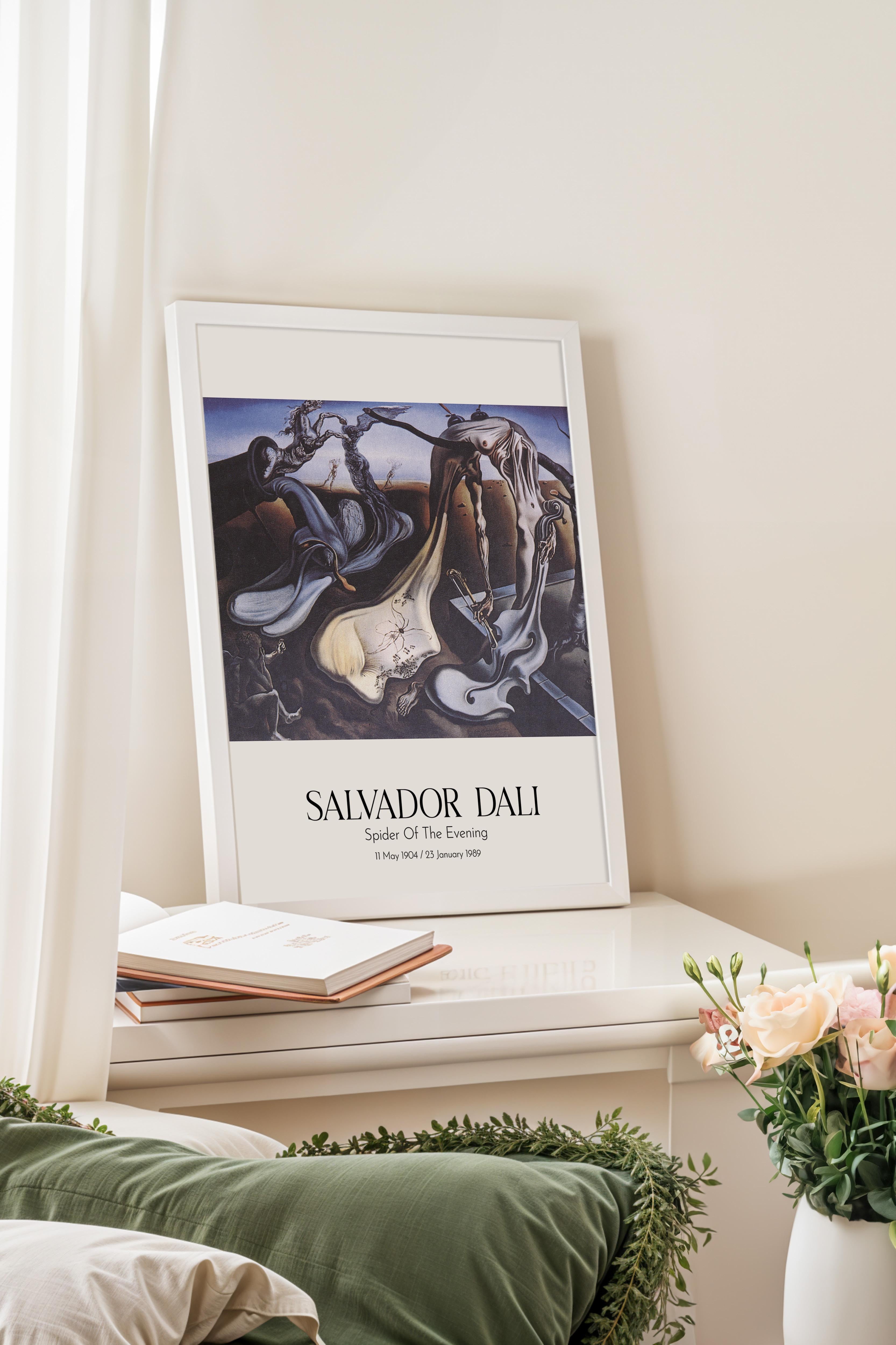 Salvador Dali - Spider Of The Evening, Beyaz Çerçeveli Tablo, Sanat Serisi NO:112501