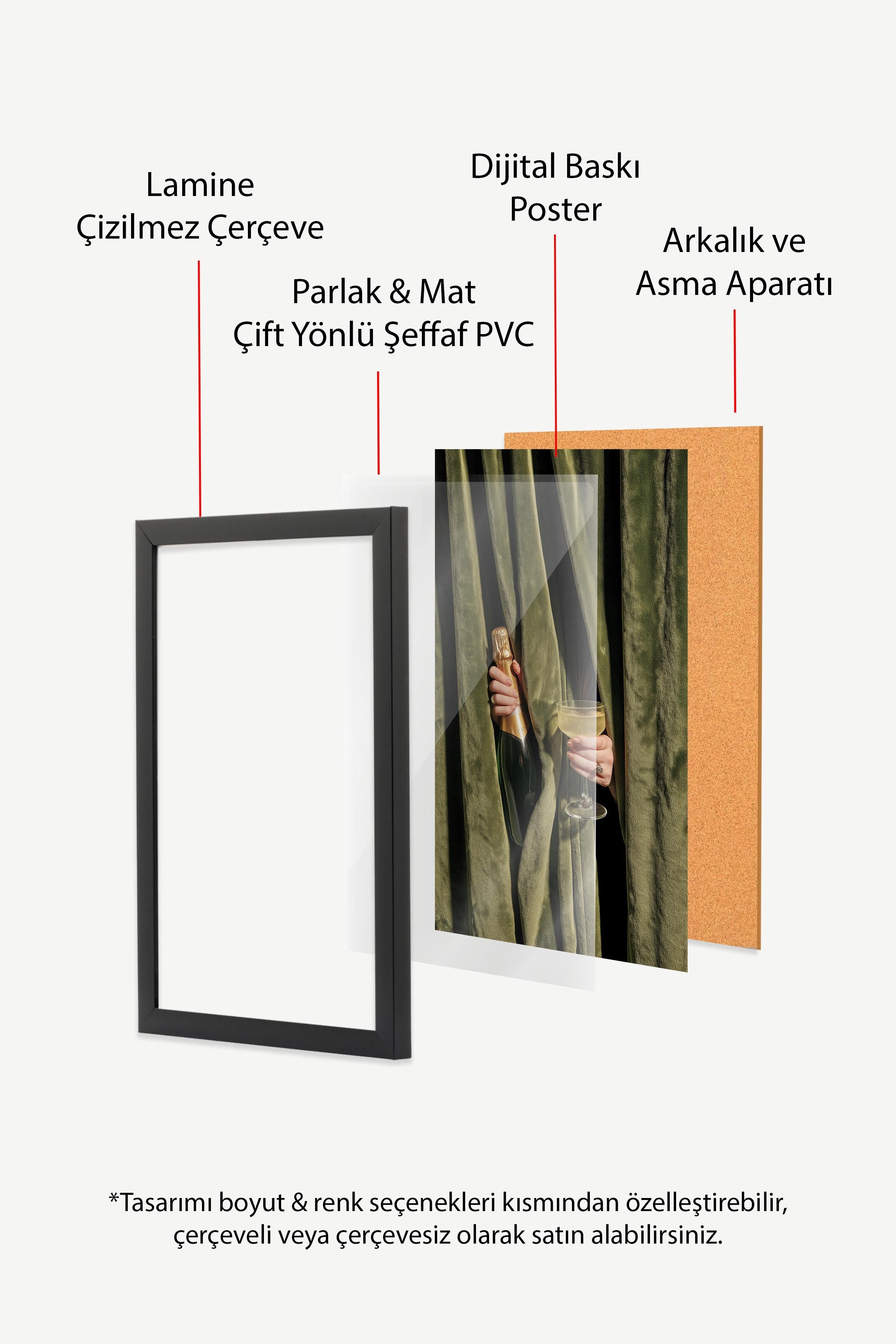 Şampanya ve Kadeh Posteri, Siyah Çerçeveli Poster, Old Money Serisi, NO:113213