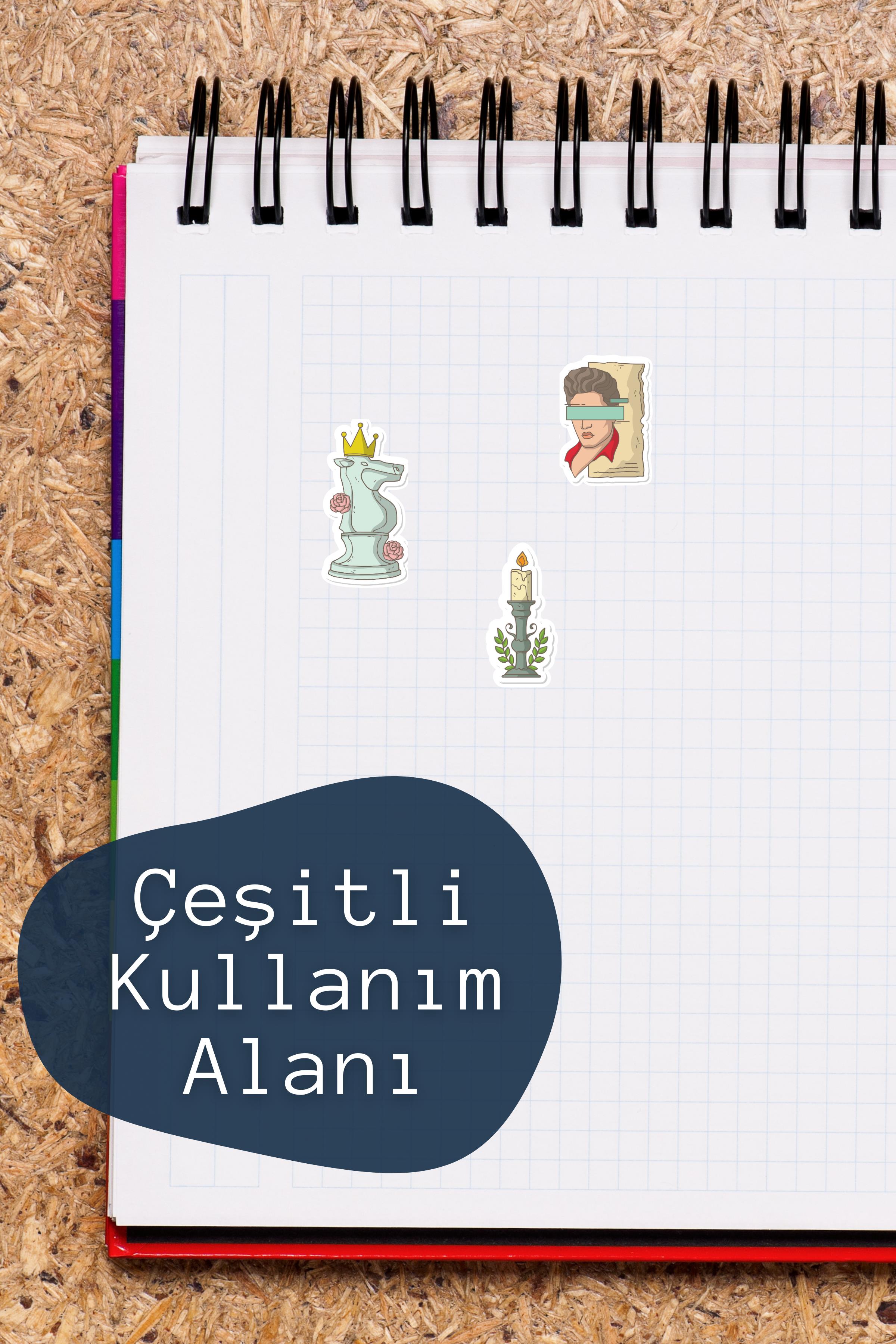 Sanat Temalı Sticker ve Etiket Seti - Orta Boy - Su Geçirmez, Kalın Yapışkanlı Sticker Seti
