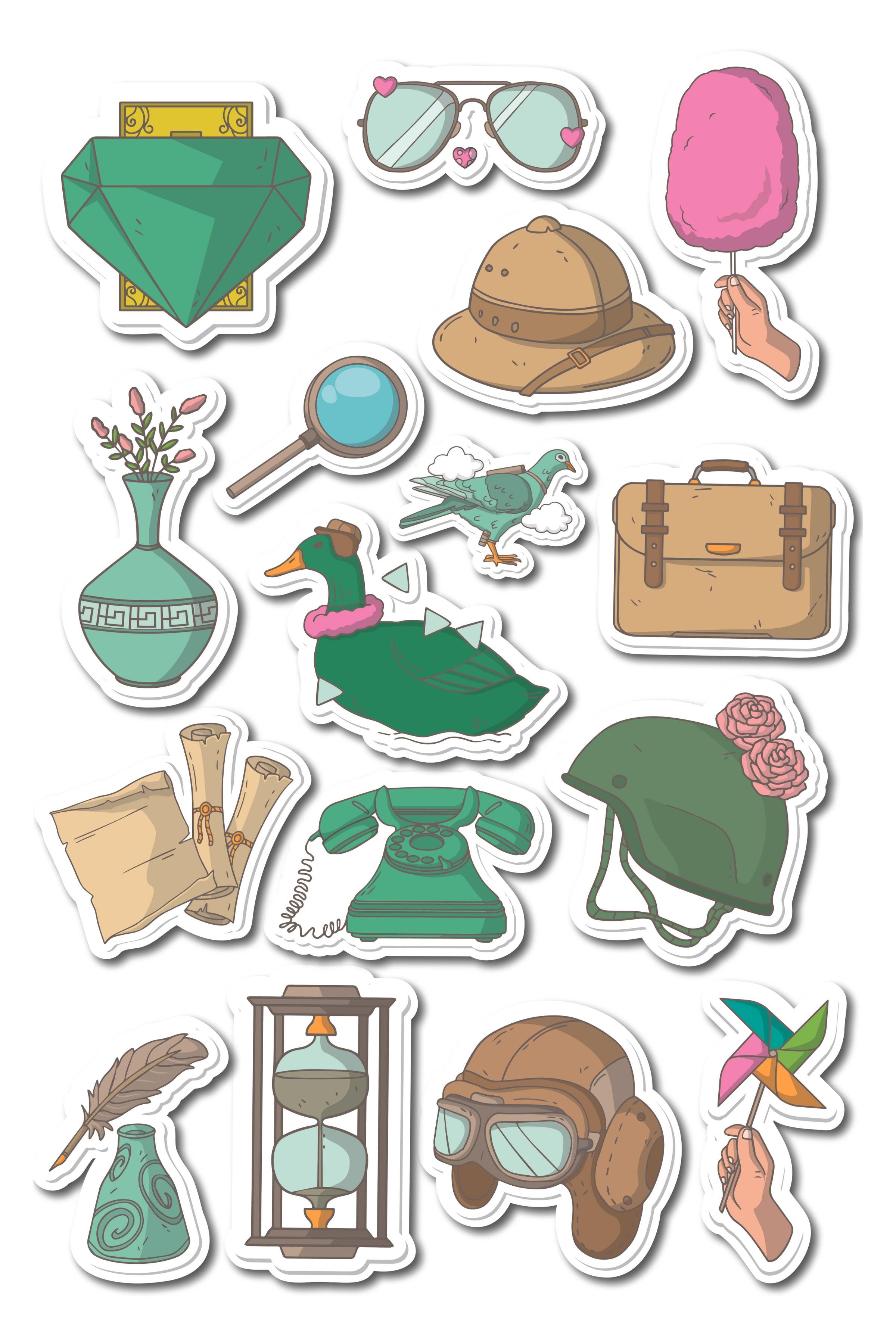 Sanat Temalı Sticker ve Etiket Seti - Orta Boy - Su Geçirmez, Kalın Yapışkanlı Sticker Seti