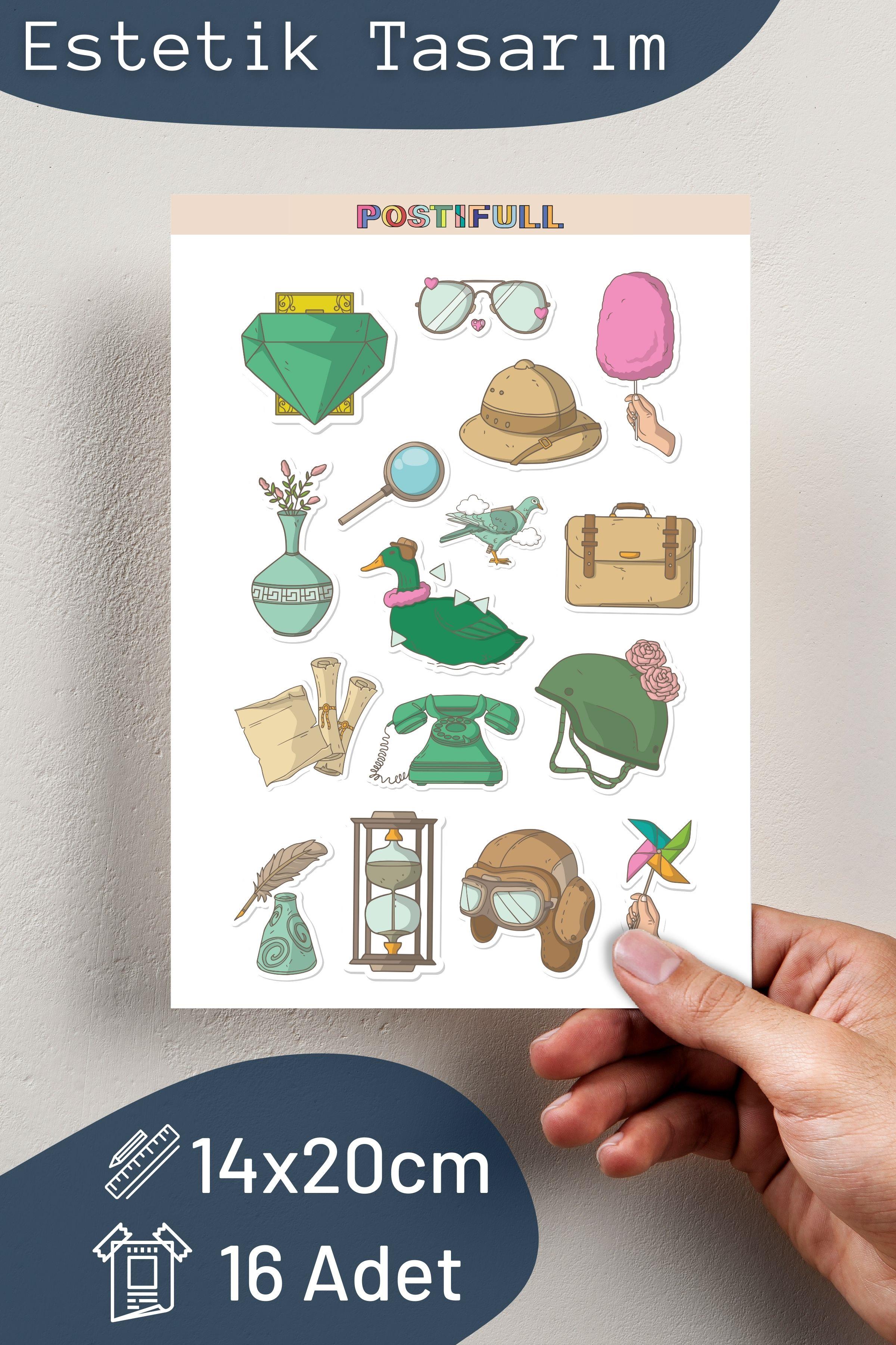 Sanat Temalı Sticker ve Etiket Seti - Orta Boy - Su Geçirmez, Kalın Yapışkanlı Sticker Seti
