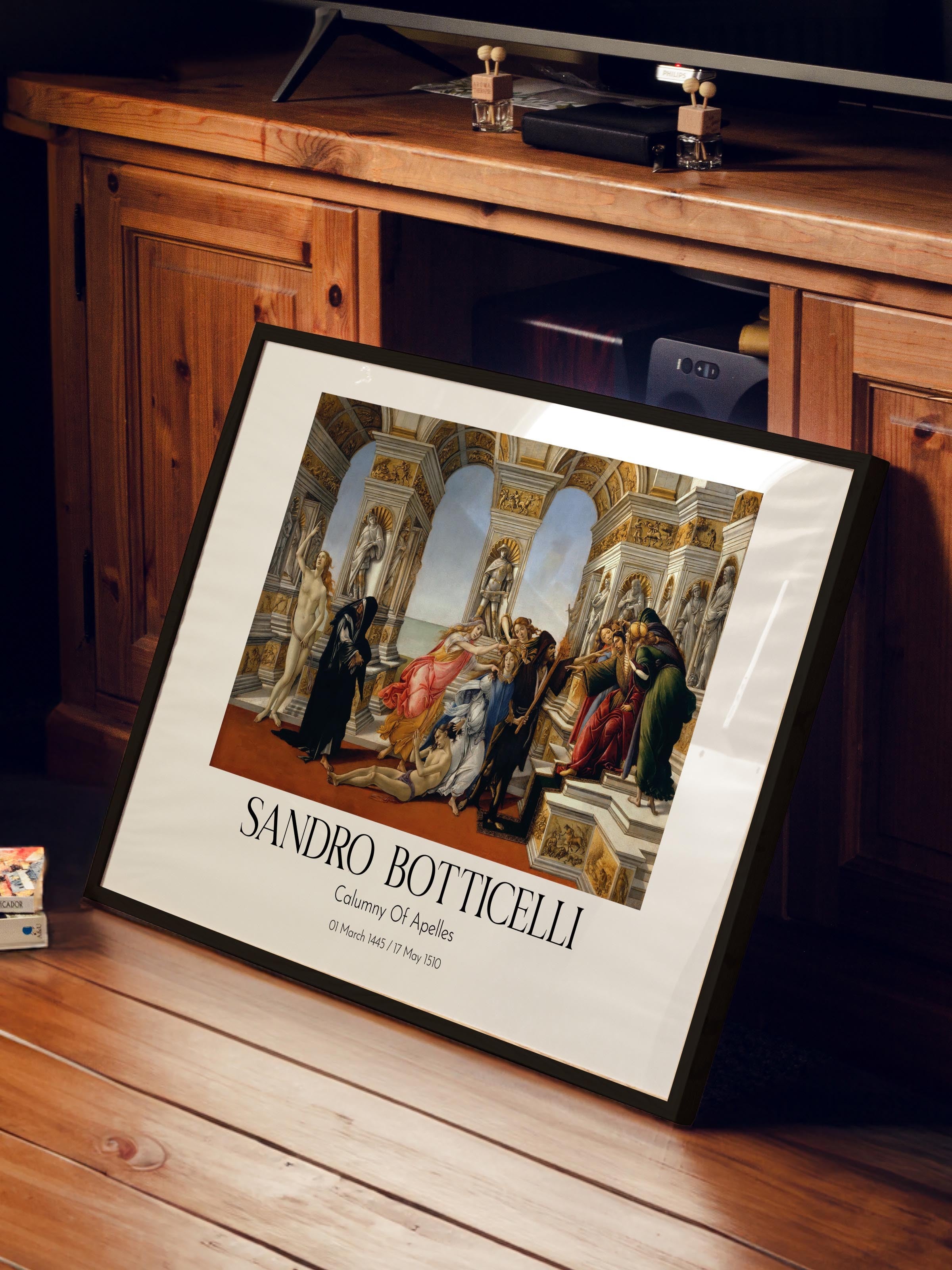 Sandro Botticelli - Calumny Of Apelles, Siyah Çerçeveli Tablo, Sanat Serisi NO:110771