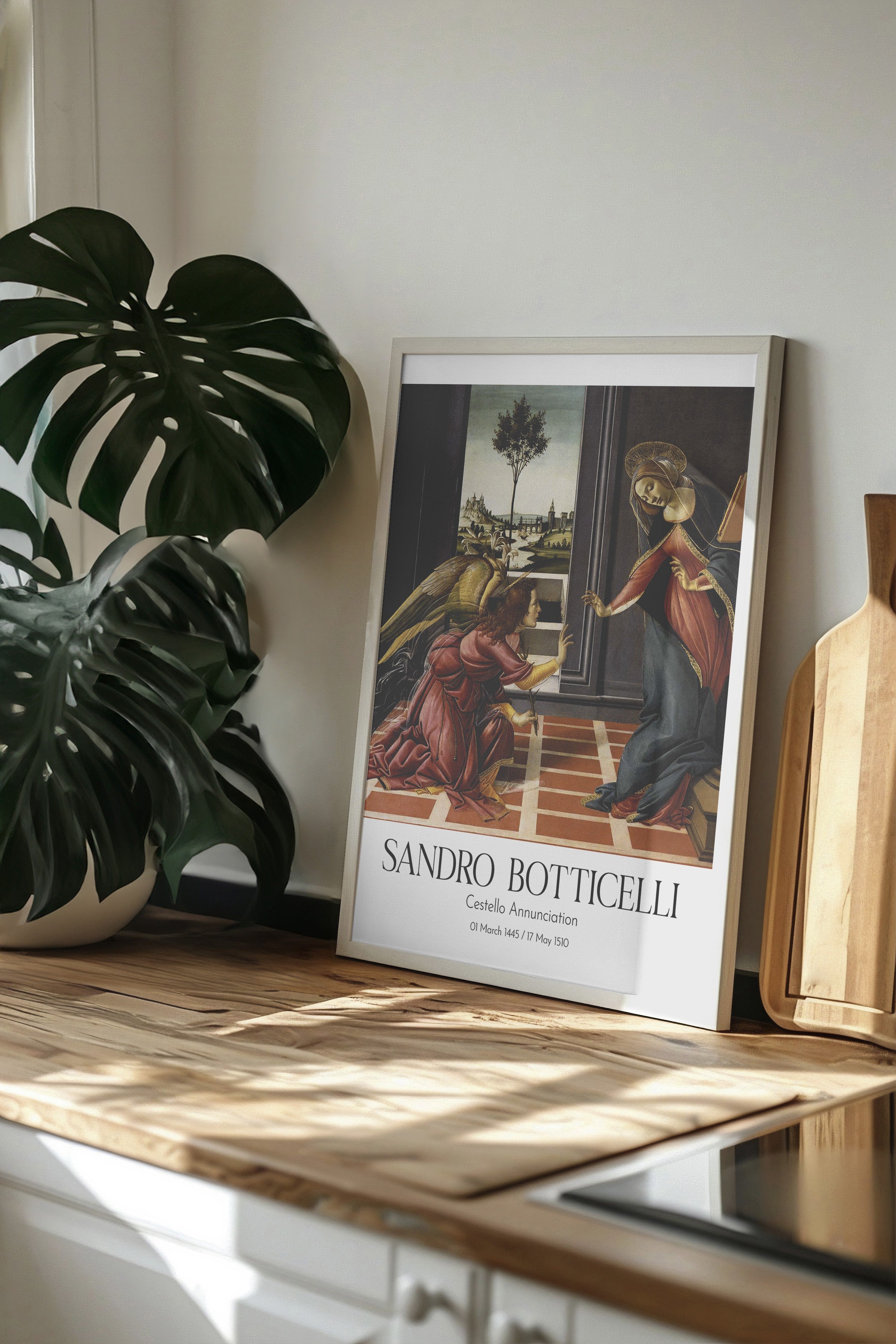 Sandro Botticelli - Cestello Annunciation, Beyaz Çerçeveli Tablo, Sanat Serisi NO:110744