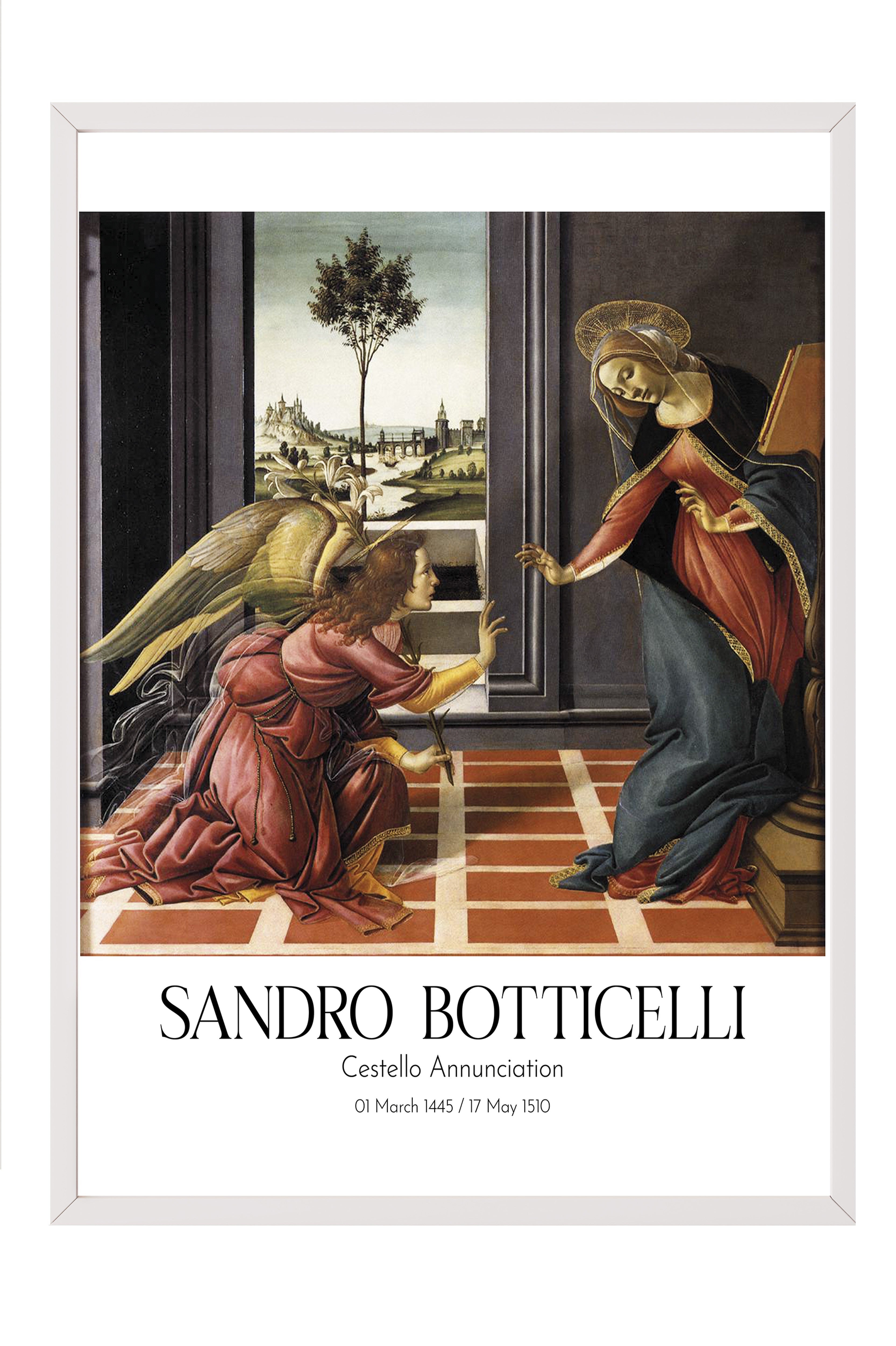 Sandro Botticelli - Cestello Annunciation, Beyaz Çerçeveli Tablo, Sanat Serisi NO:110744