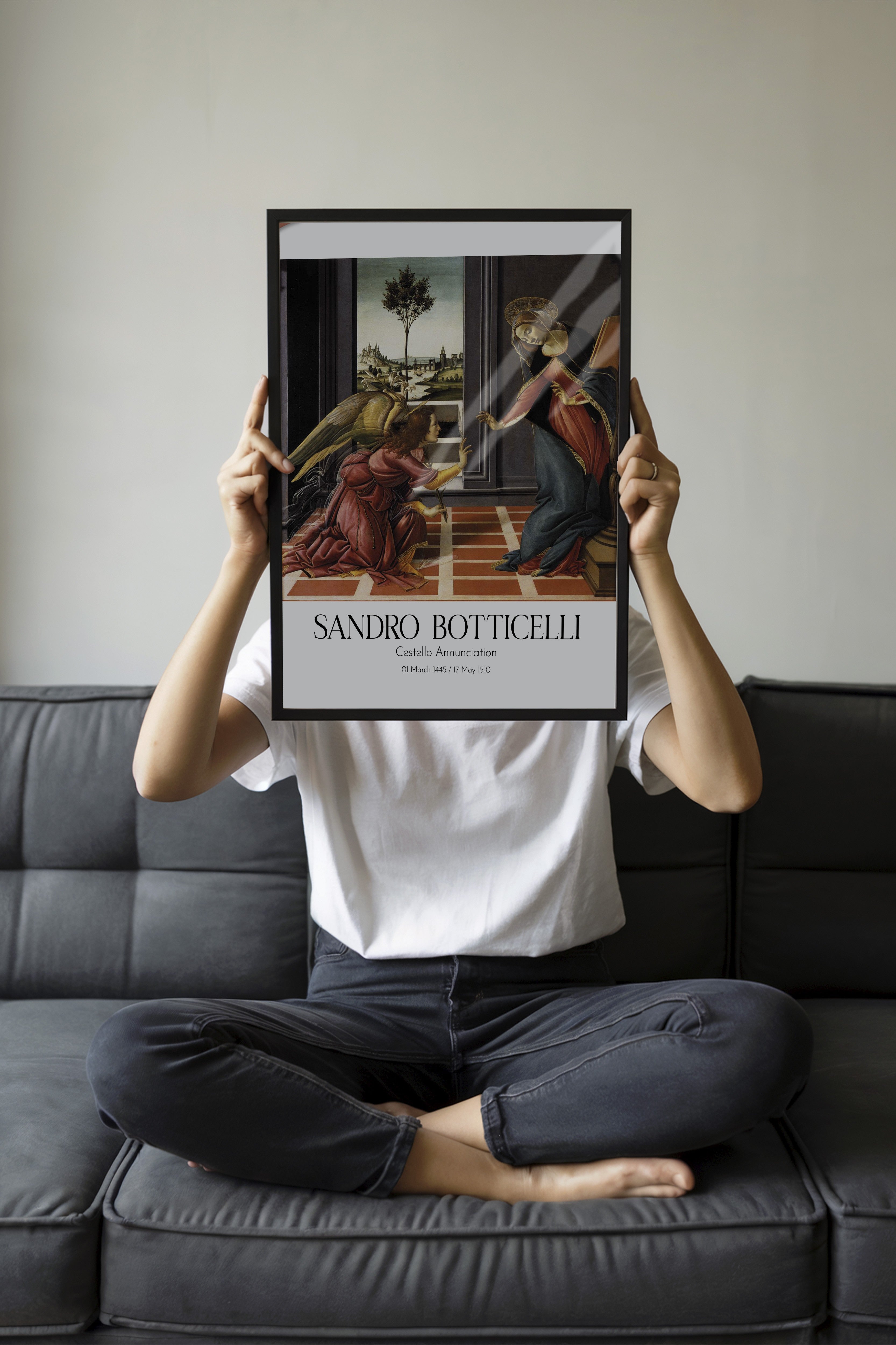 Sandro Botticelli - Cestello Annunciation, Siyah Çerçeveli Tablo, Sanat Serisi NO:110744