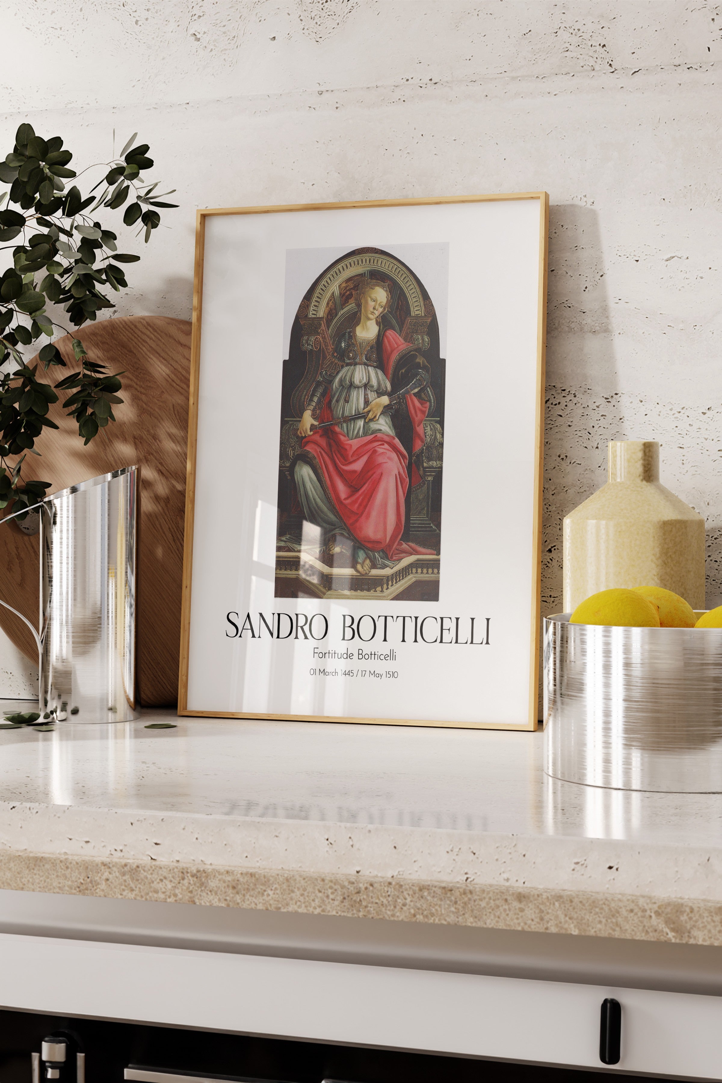 Sandro Botticelli - Fortitude Botticelli, Ahşap Çerçeveli Tablo, Sanat Serisi NO:110745