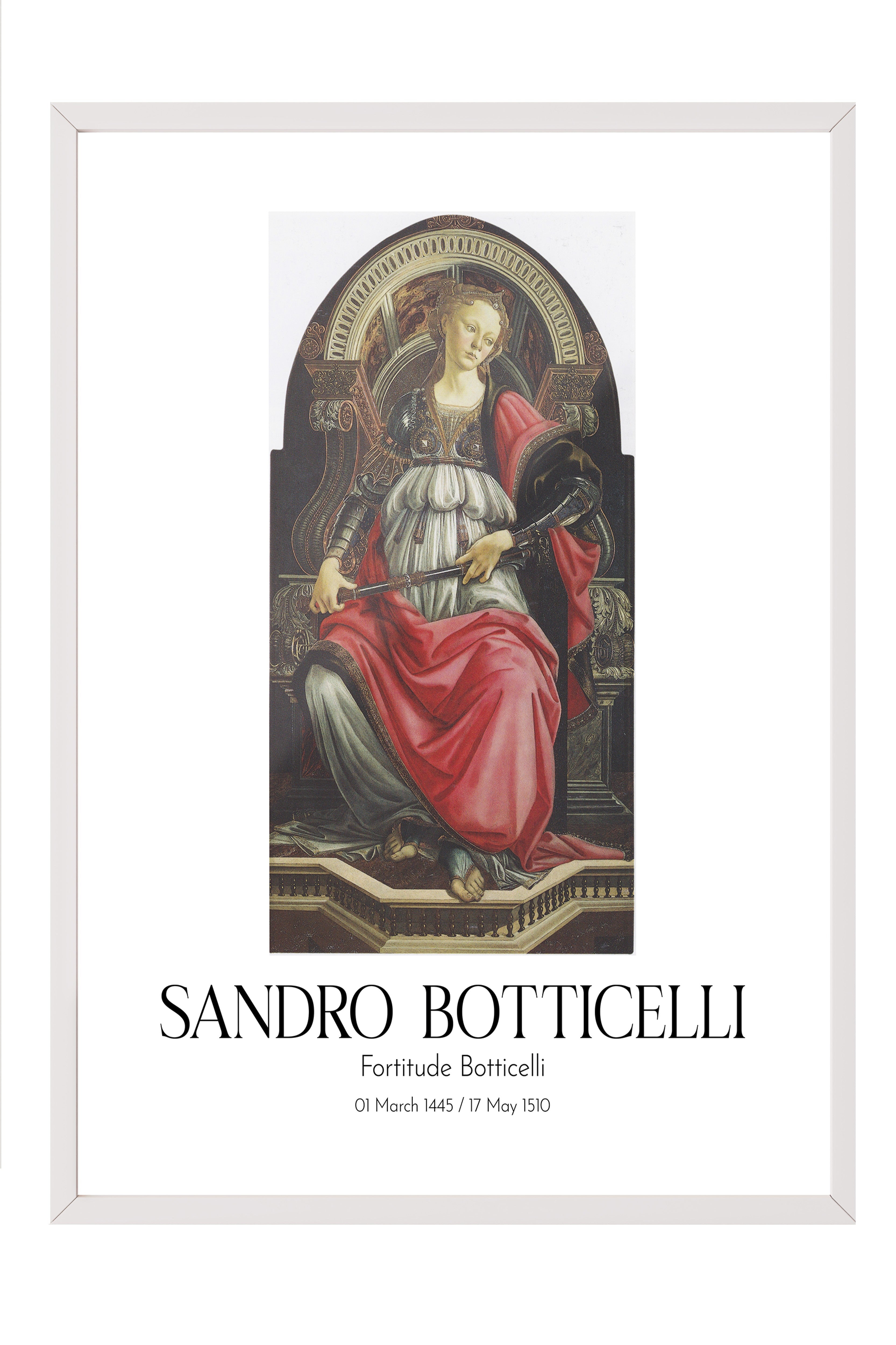 Sandro Botticelli - Fortitude Botticelli, Beyaz Çerçeveli Tablo, Sanat Serisi NO:110745