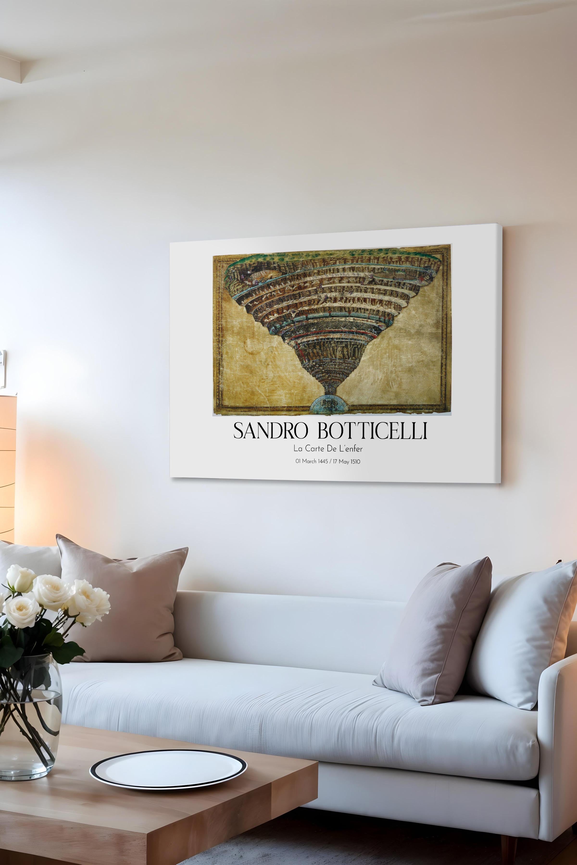 Sandro Botticelli - La Carte De L'Enfer, Kanvas Tablo, Sanat Serisi NO:110764