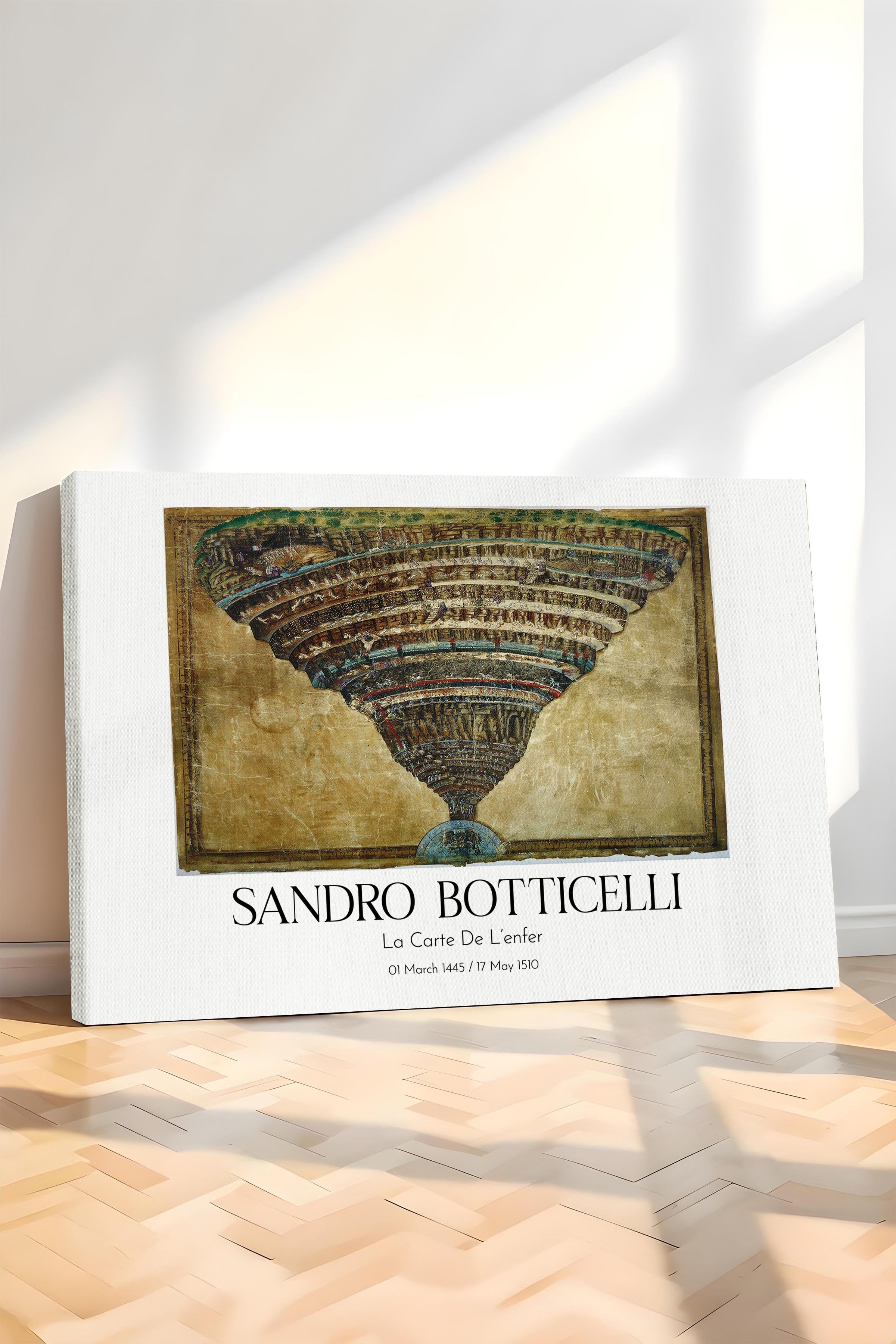Sandro Botticelli - La Carte De L'Enfer, Kanvas Tablo, Sanat Serisi NO:110764