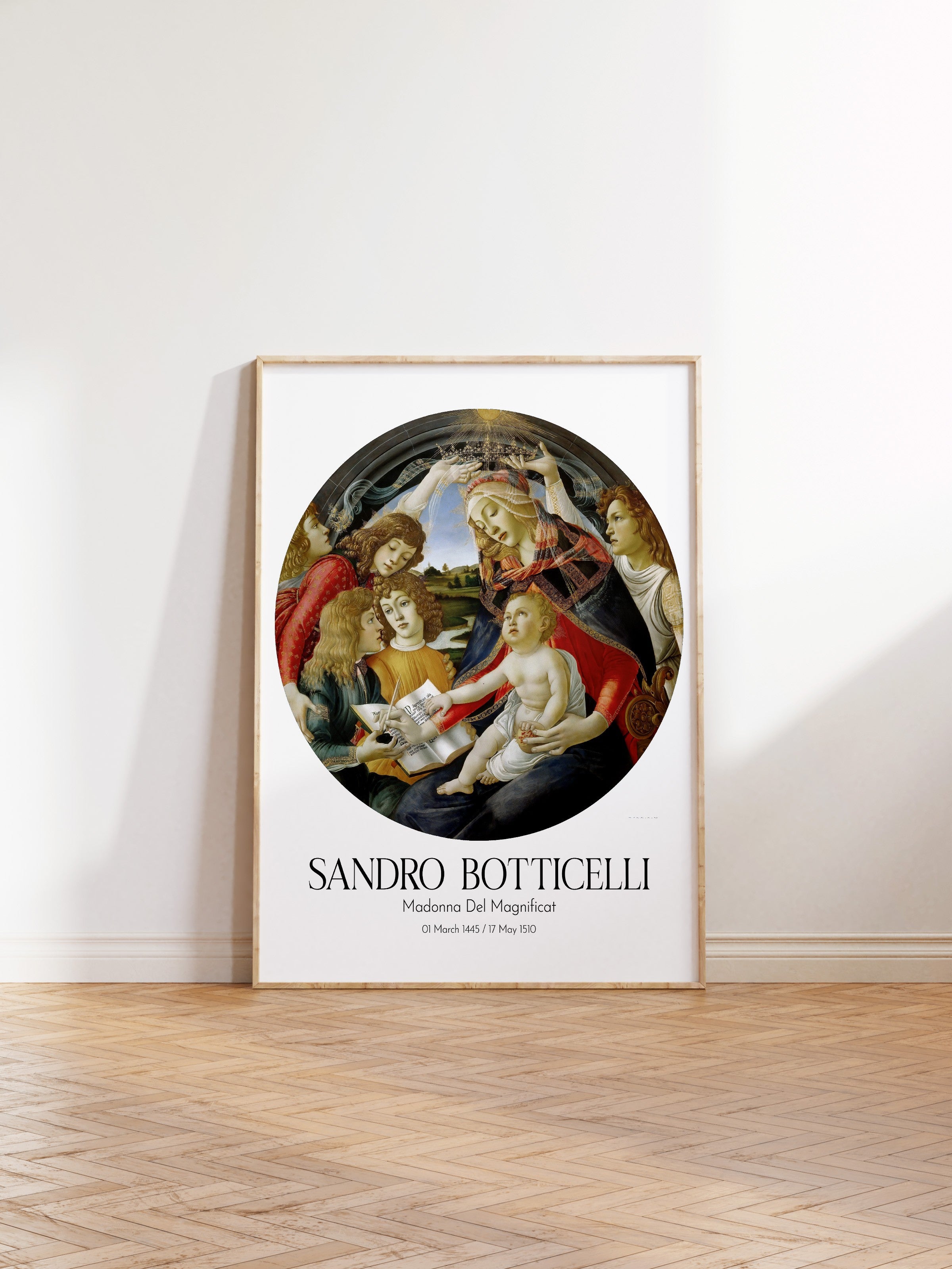 Sandro Botticelli - Madonna Del Magnificat, Ahşap Çerçeveli Tablo, Sanat Serisi NO:110750