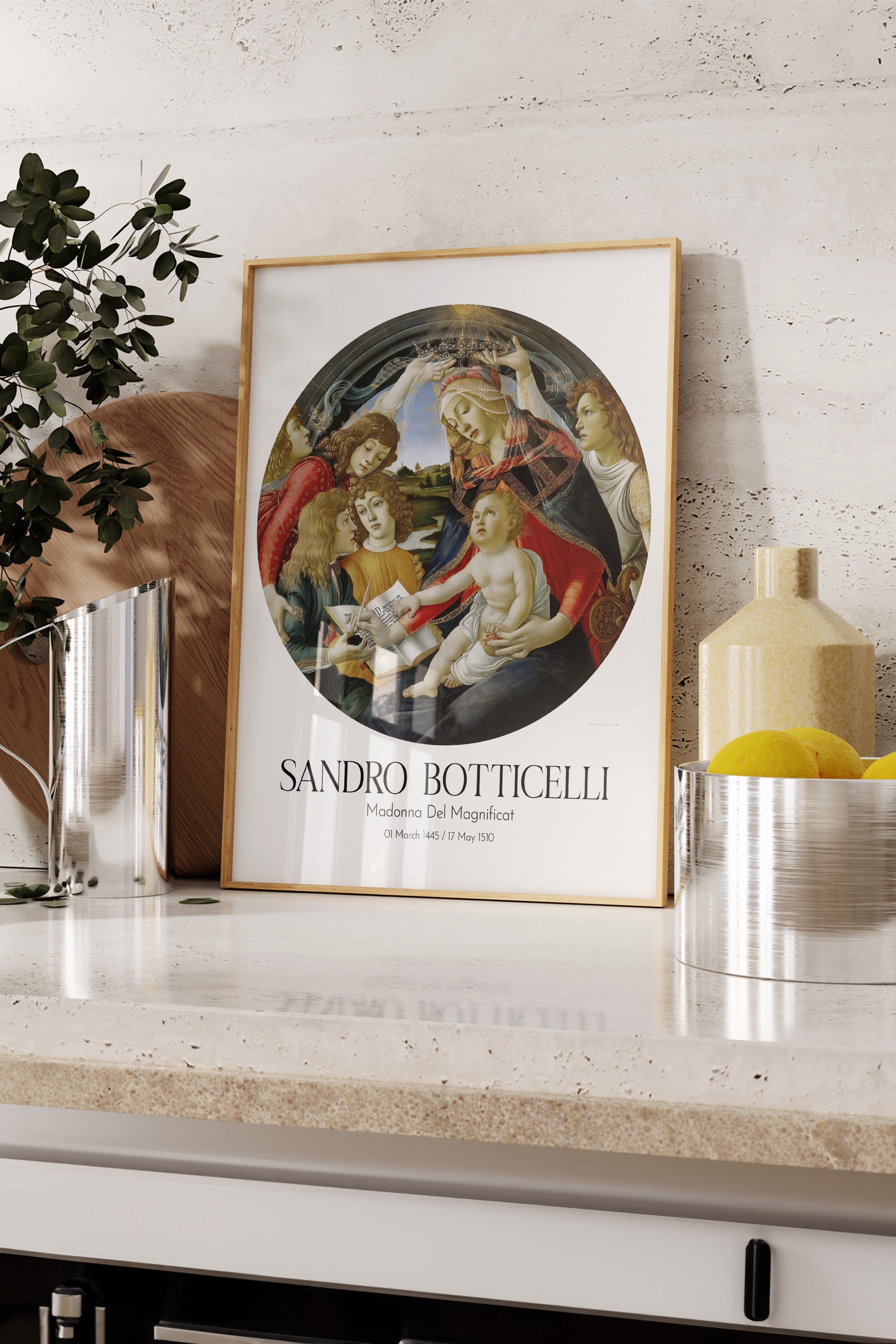 Sandro Botticelli - Madonna Del Magnificat, Ahşap Çerçeveli Tablo, Sanat Serisi NO:110750
