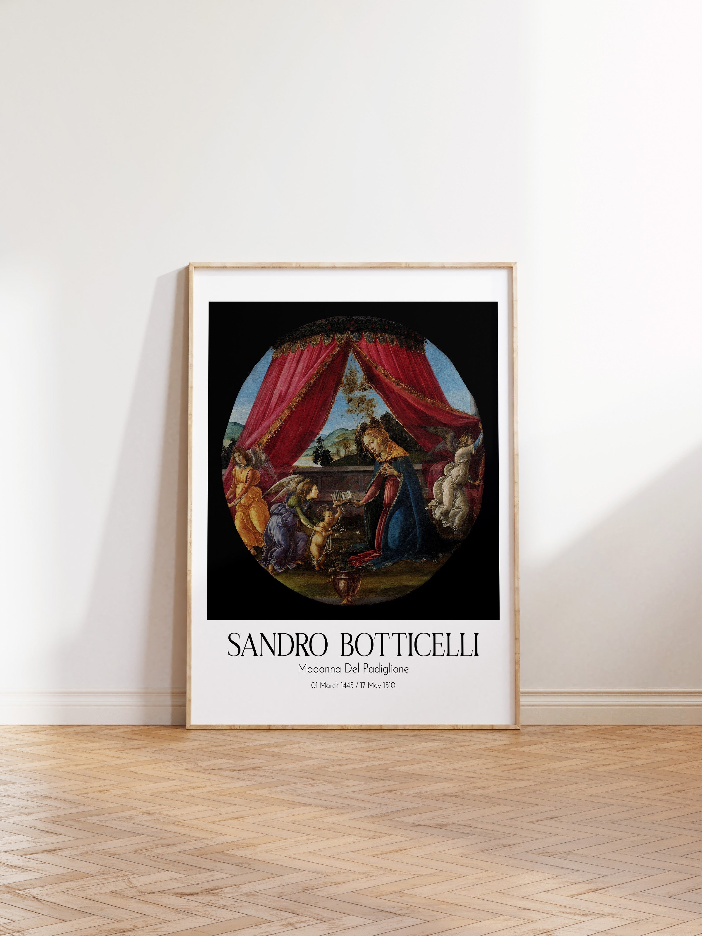 Sandro Botticelli - Madonna Del Padiglione, Ahşap Çerçeveli Tablo, Sanat Serisi NO:110748