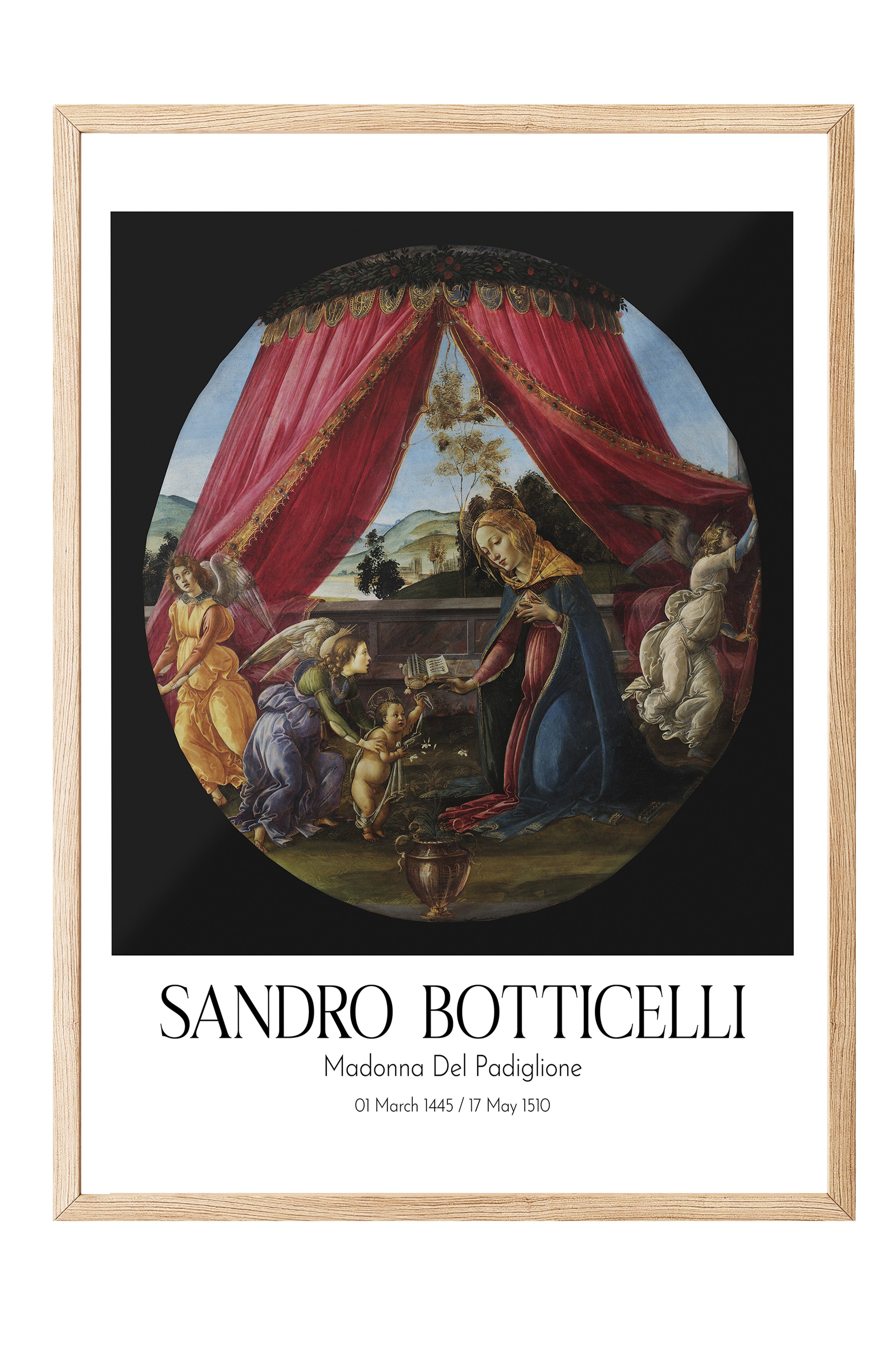 Sandro Botticelli - Madonna Del Padiglione, Ahşap Çerçeveli Tablo, Sanat Serisi NO:110748