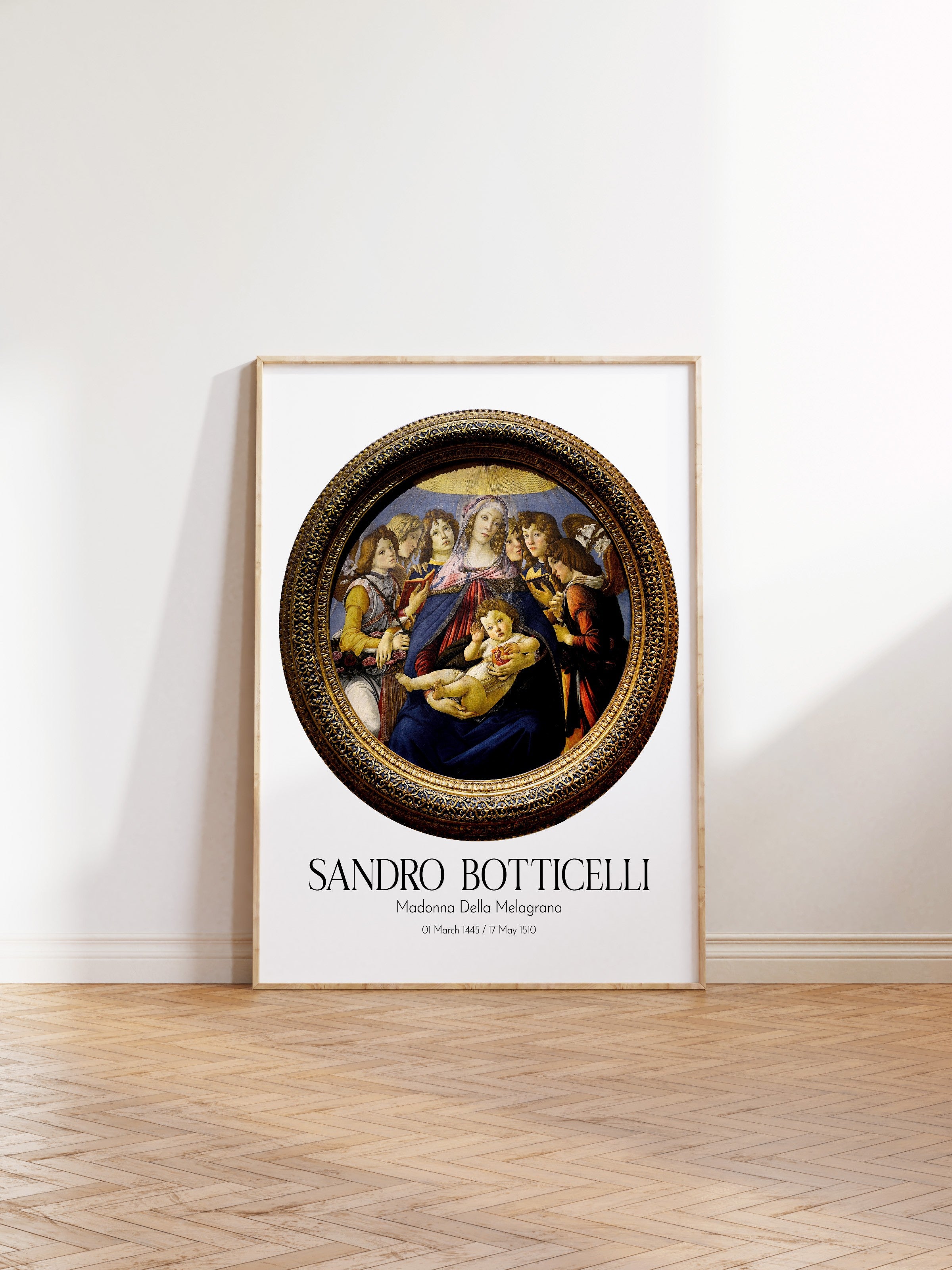 Sandro Botticelli - Madonna Della Melagrana, Ahşap Çerçeveli Tablo, Sanat Serisi NO:110749