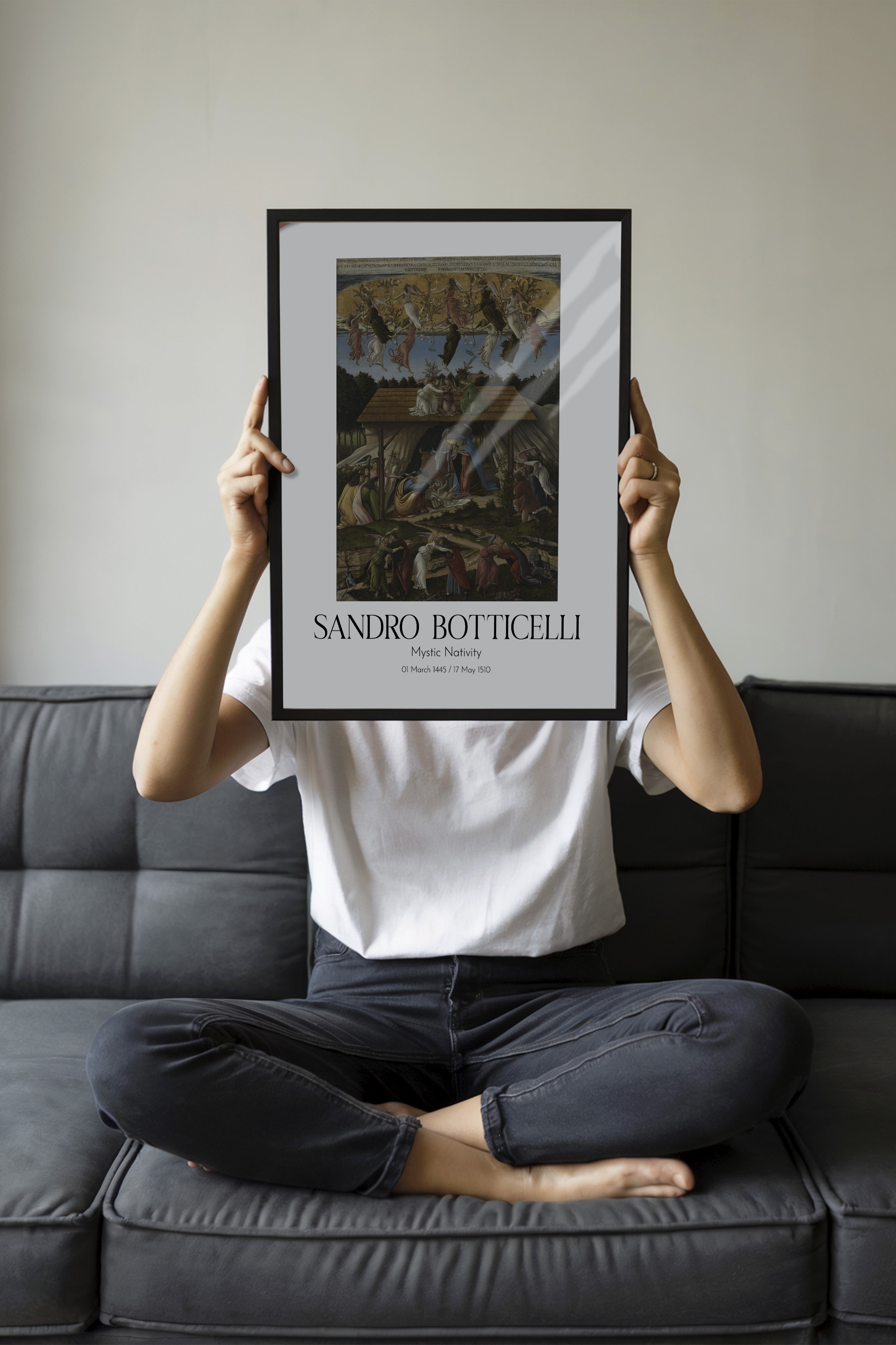 Sandro Botticelli - Mystic Nativity, Siyah Çerçeveli Tablo, Sanat Serisi NO:110753