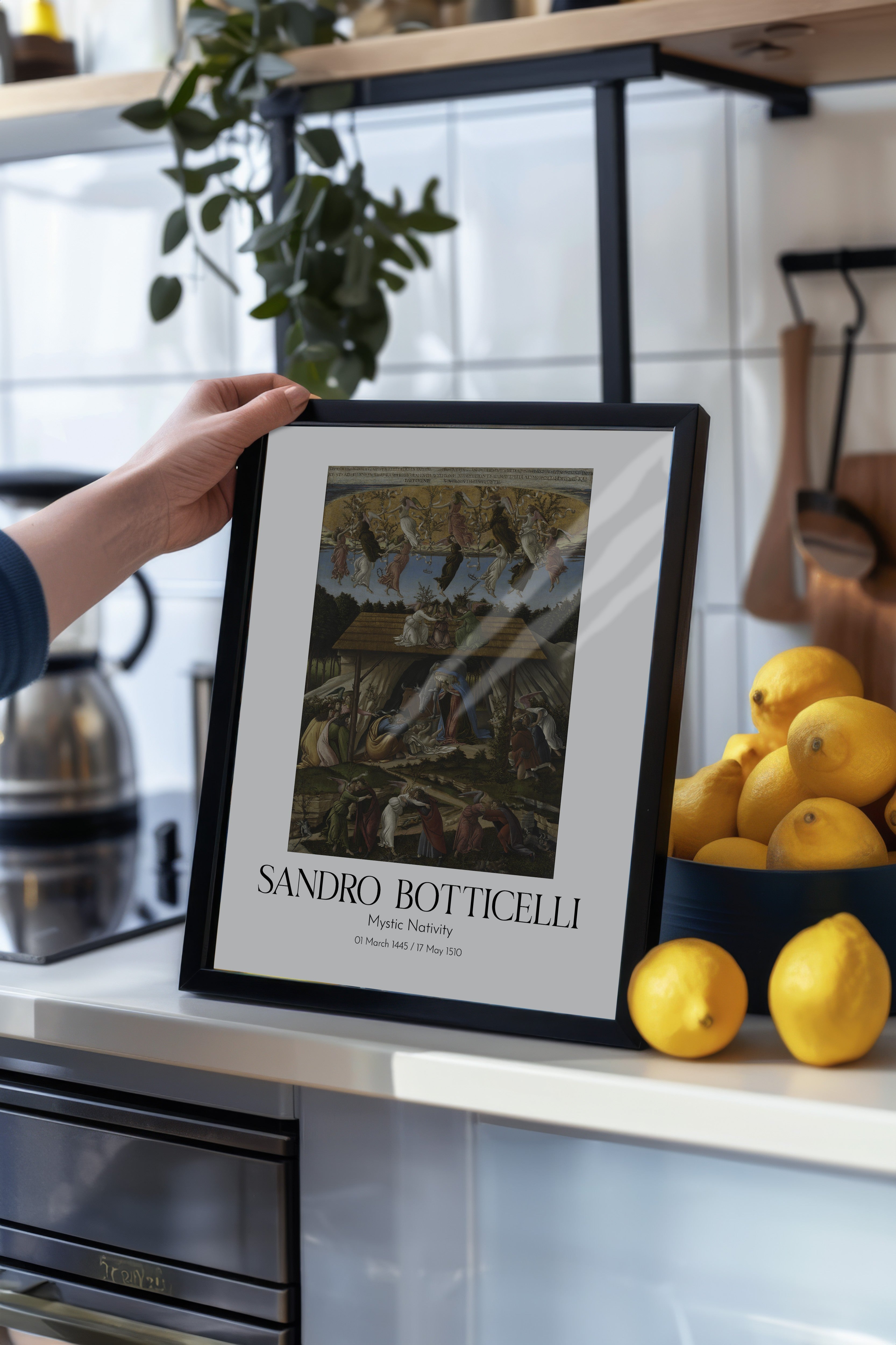 Sandro Botticelli - Mystic Nativity, Siyah Çerçeveli Tablo, Sanat Serisi NO:110753
