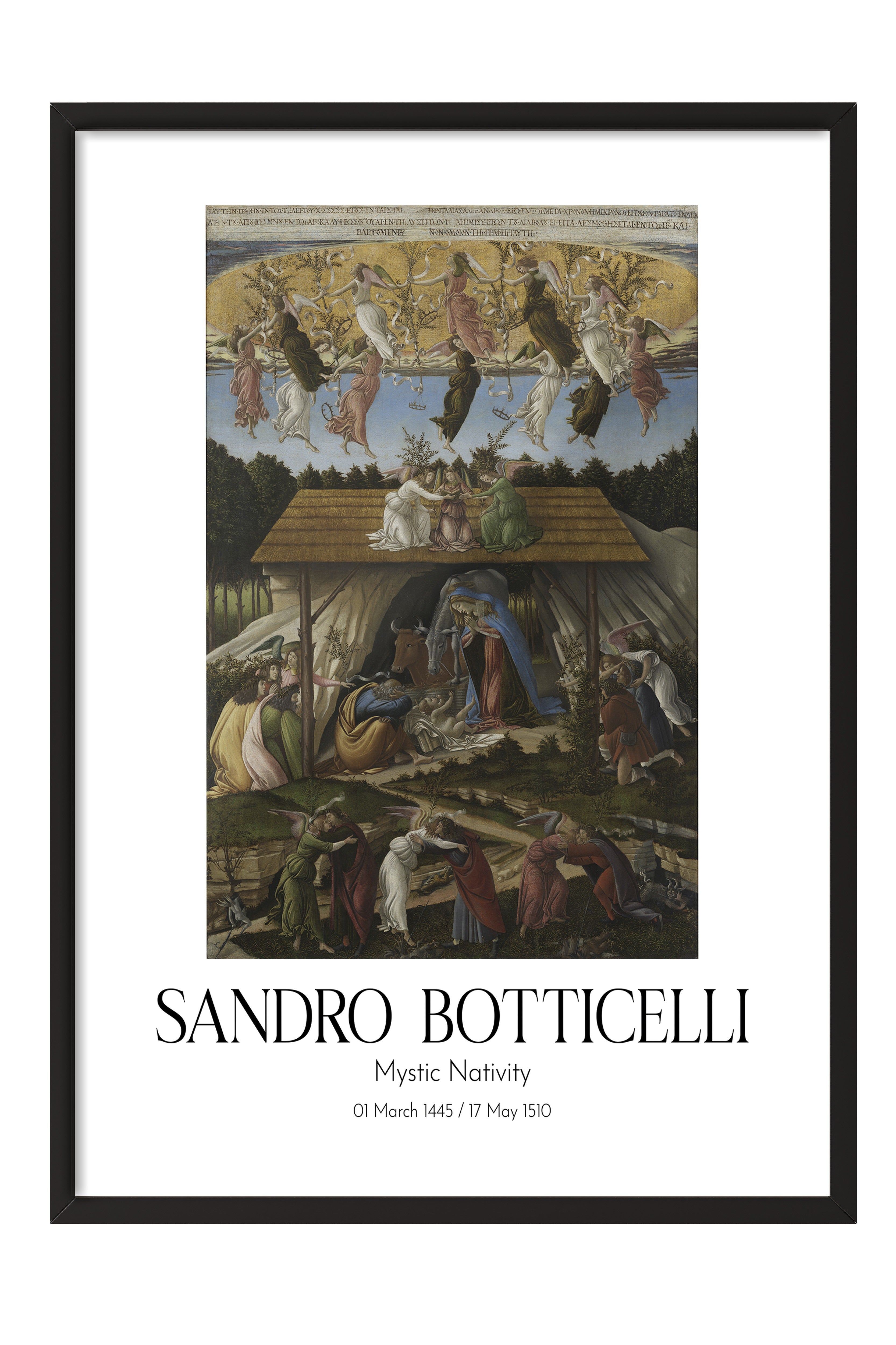 Sandro Botticelli - Mystic Nativity, Siyah Çerçeveli Tablo, Sanat Serisi NO:110753