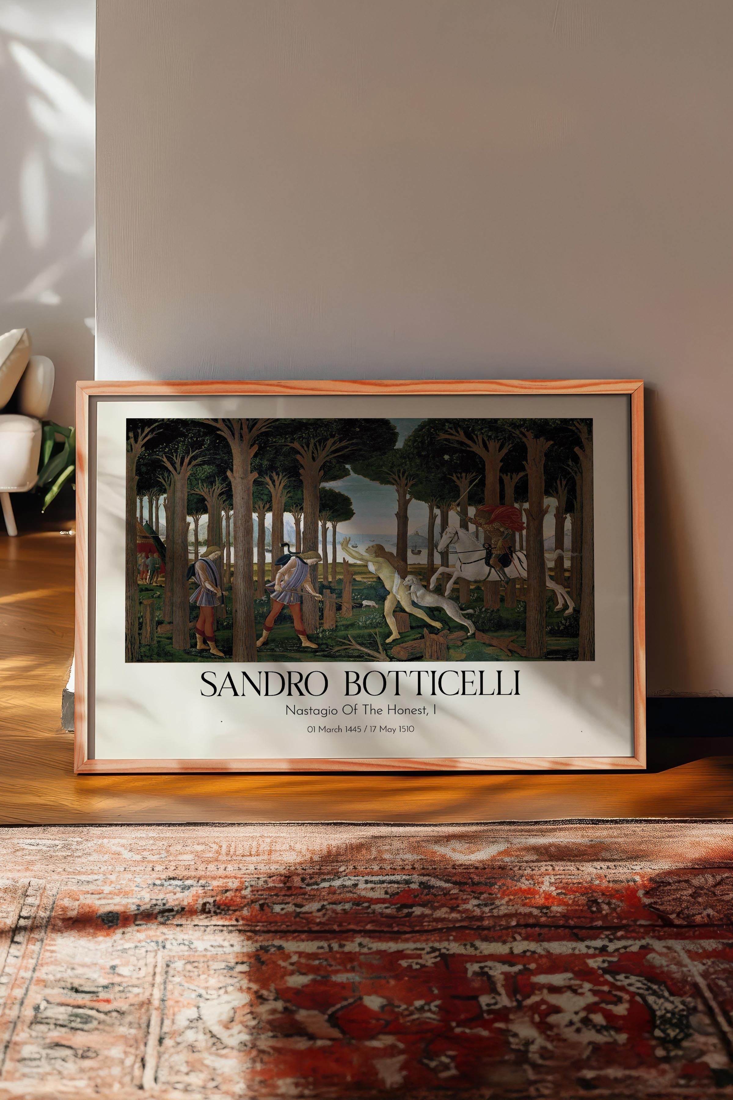 Sandro Botticelli - Nastagio Of The Honest, I, Ahşap Çerçeveli Tablo, Sanat Serisi NO:110767