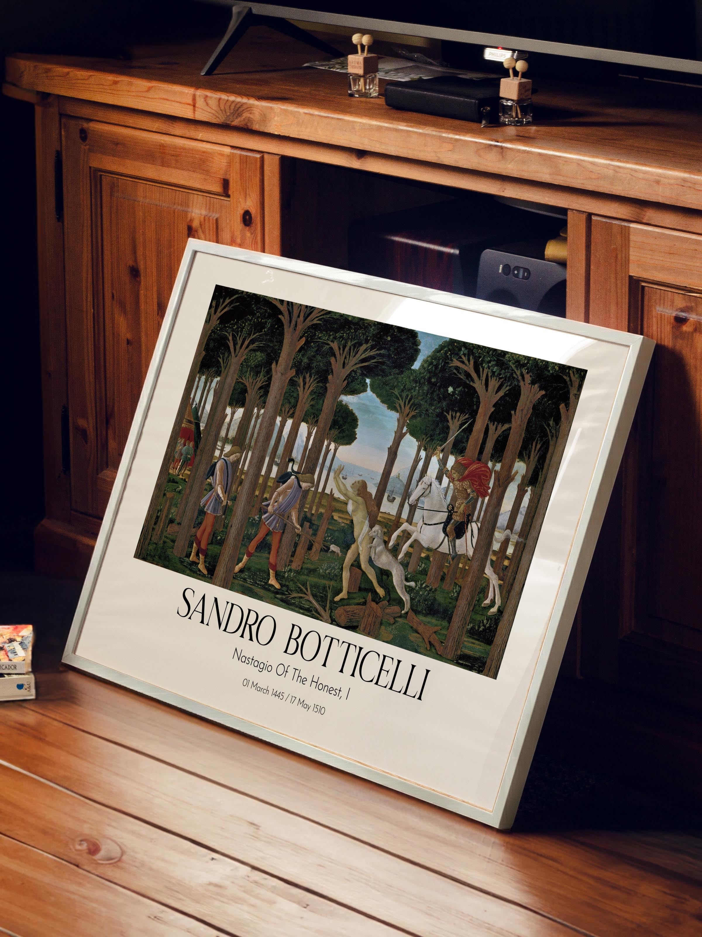 Sandro Botticelli - Nastagio Of The Honest, I, Beyaz Çerçeveli Tablo, Sanat Serisi NO:110767