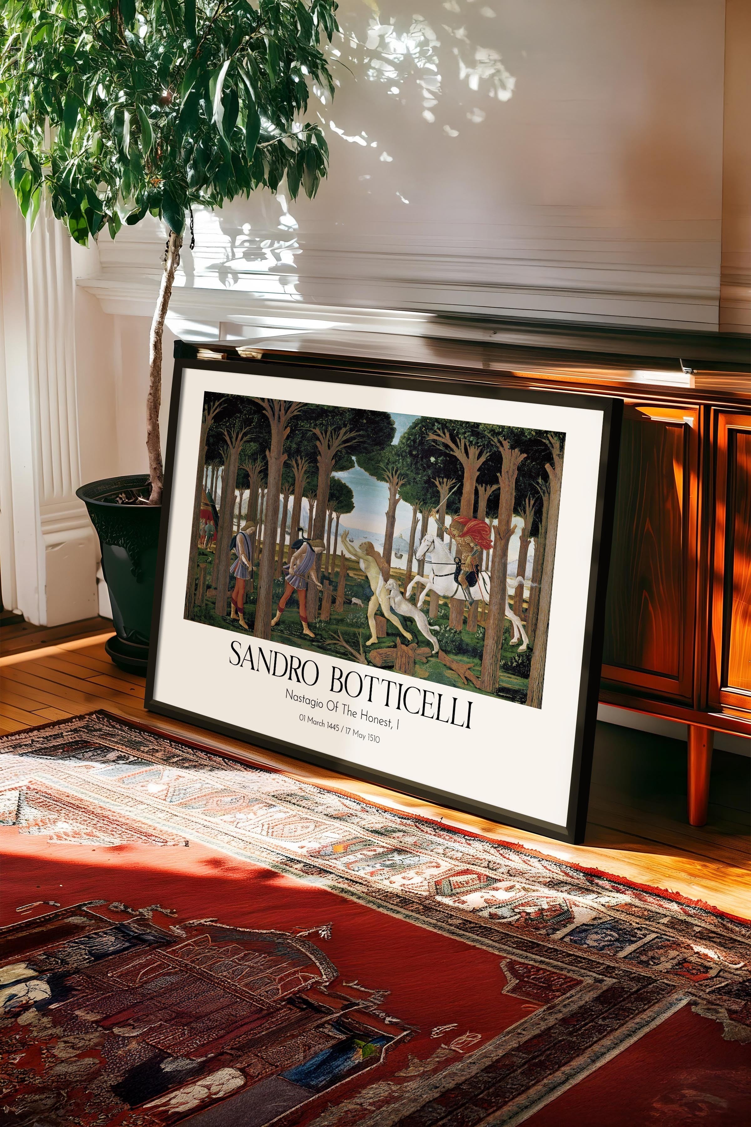 Sandro Botticelli - Nastagio Of The Honest, I, Siyah Çerçeveli Tablo, Sanat Serisi NO:110767