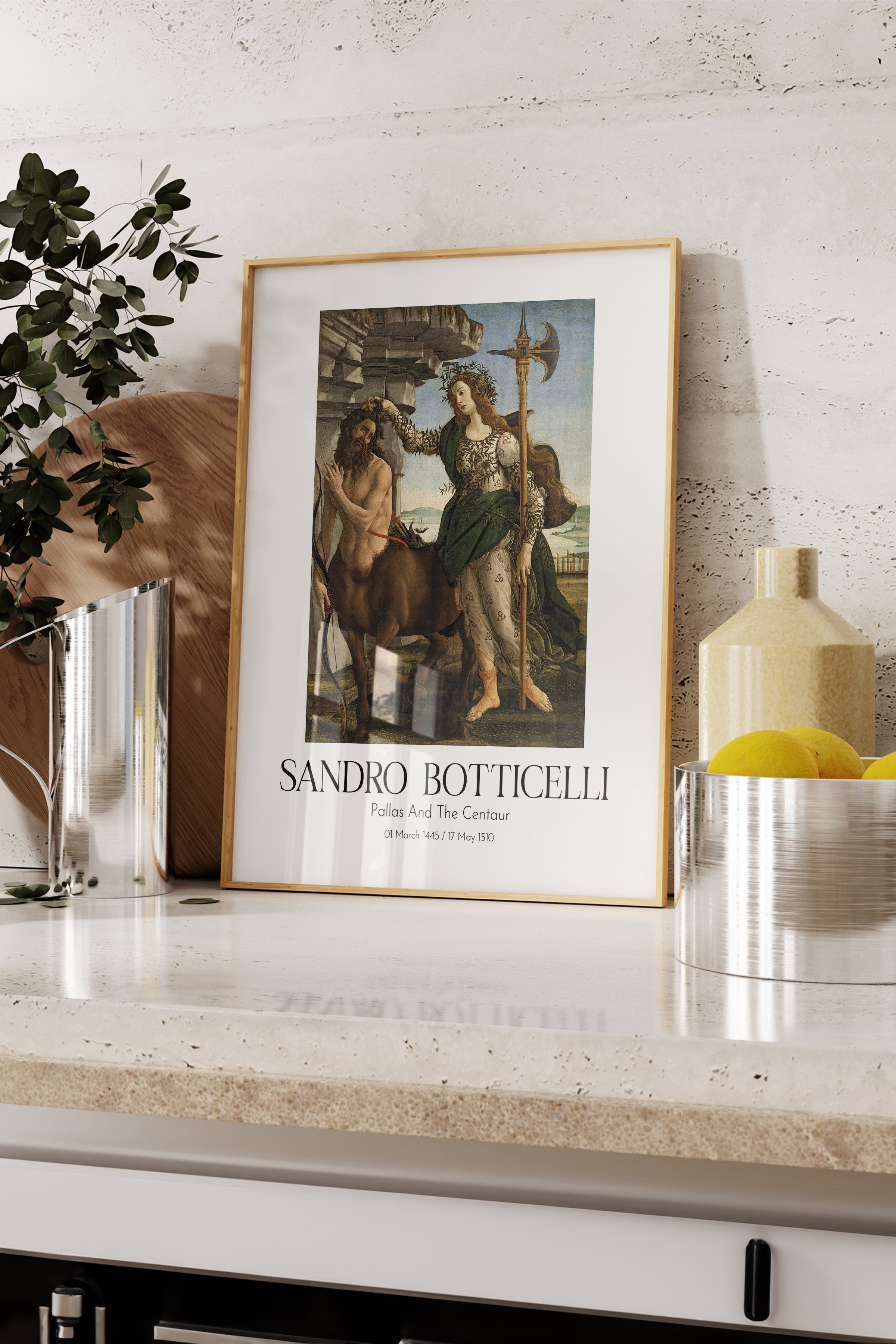Sandro Botticelli - Pallas And The Centaur, Ahşap Çerçeveli Tablo, Sanat Serisi NO:110754