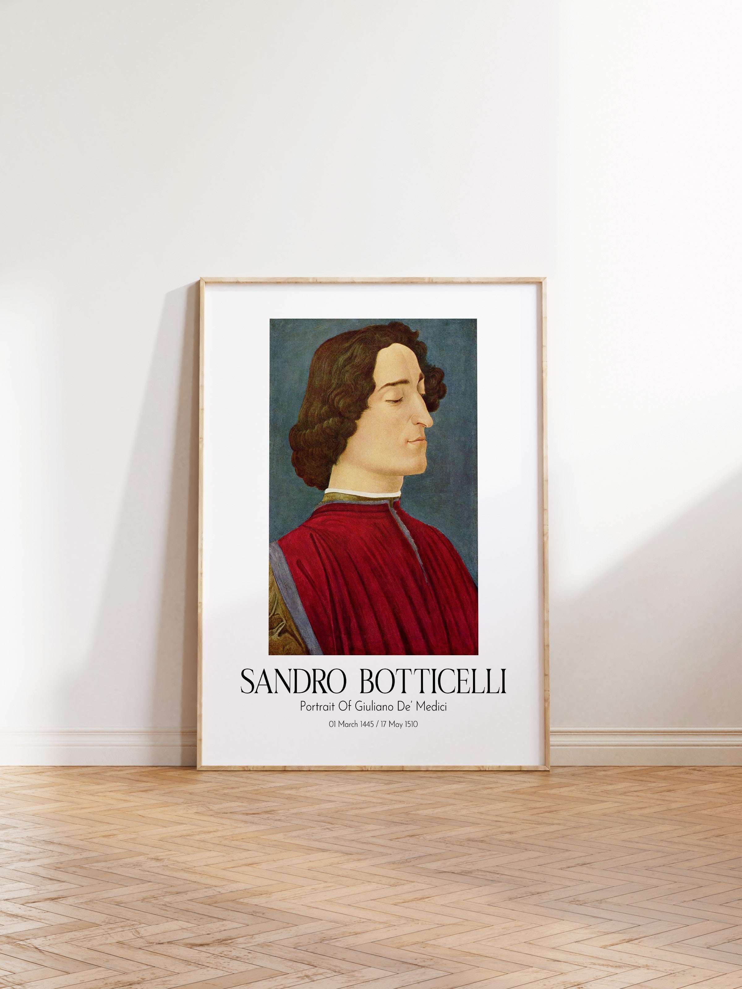 Sandro Botticelli - Portrait Of Giuliano De' Medici, Ahşap Çerçeveli Tablo, Sanat Serisi NO:110746