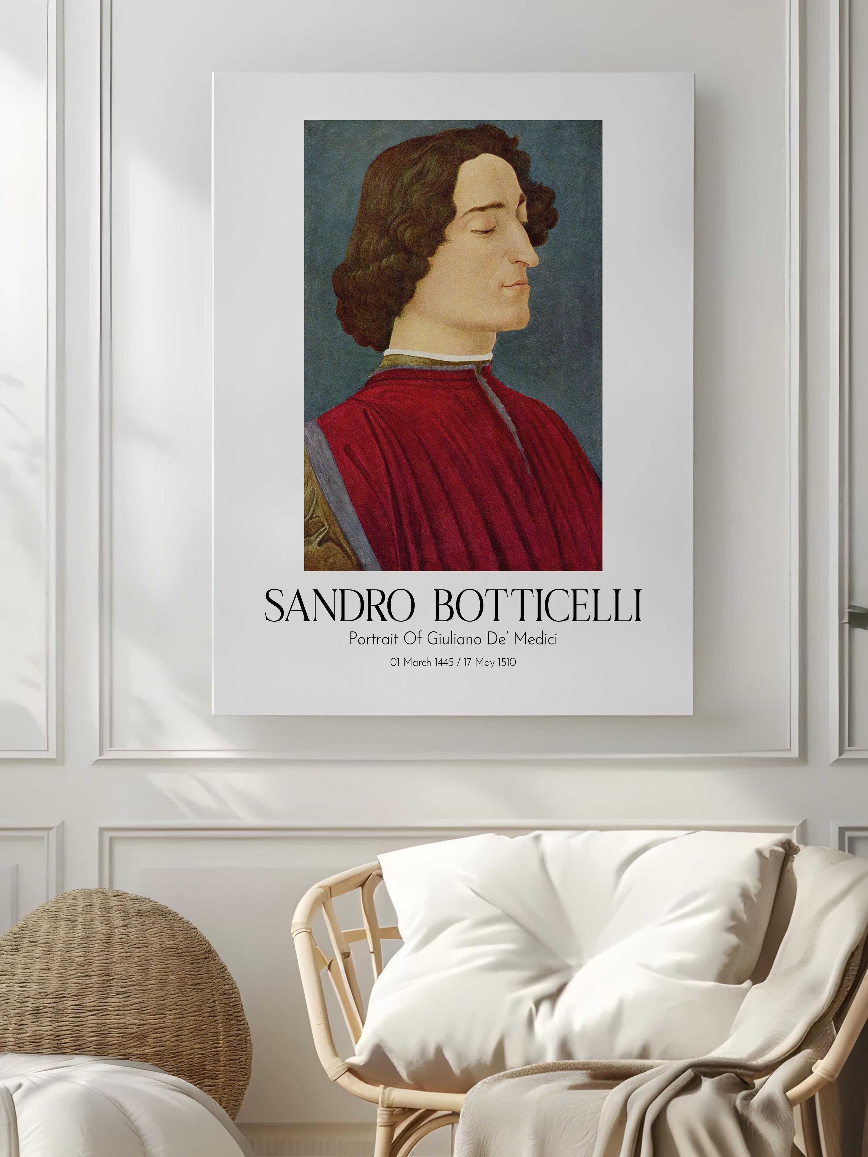 Sandro Botticelli - Portrait Of Giuliano De' Medici, Kanvas Tablo, Sanat Serisi NO:110746