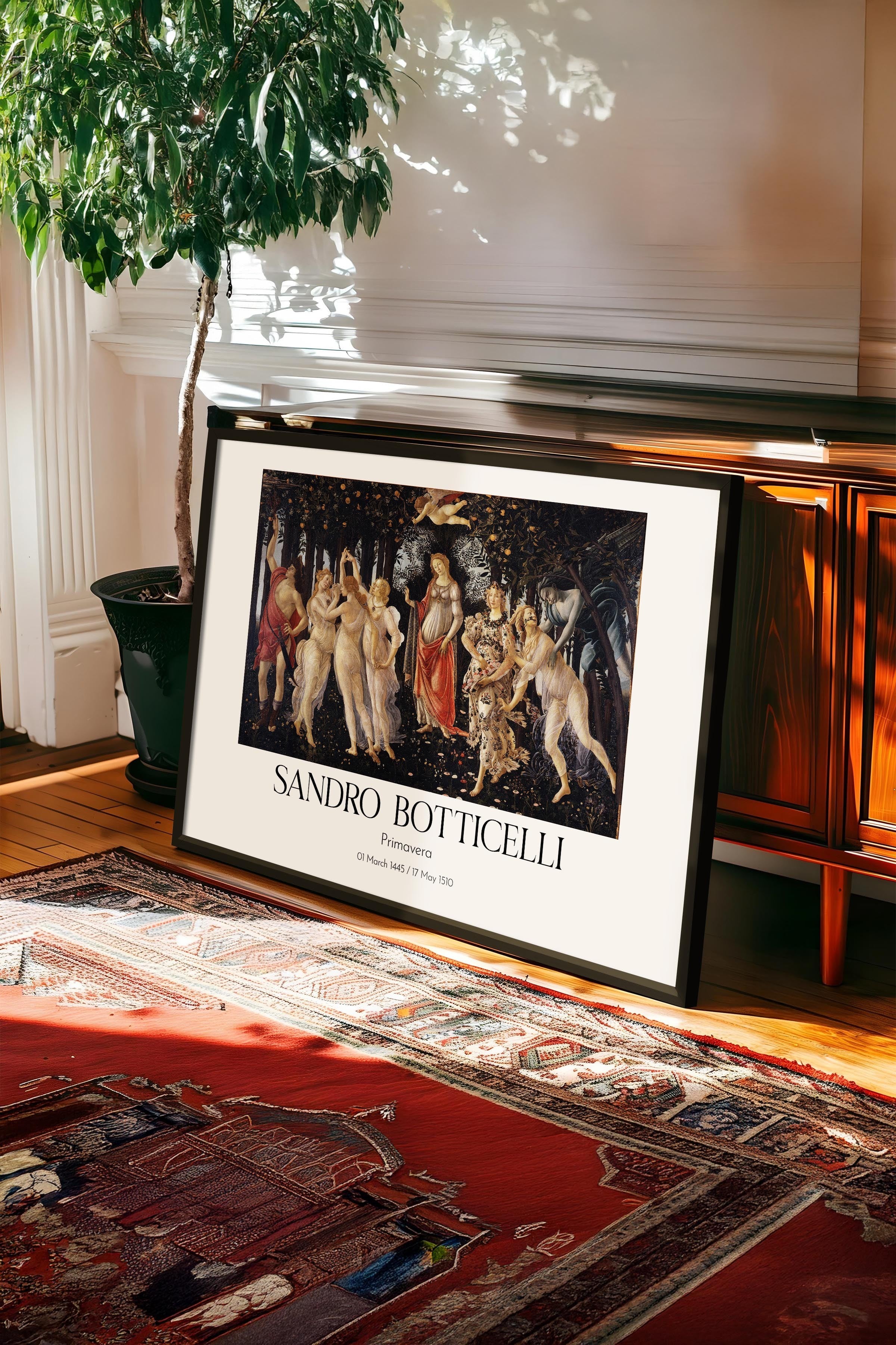 Sandro Botticelli - Primavera, Siyah Çerçeveli Tablo, Sanat Serisi NO:110770
