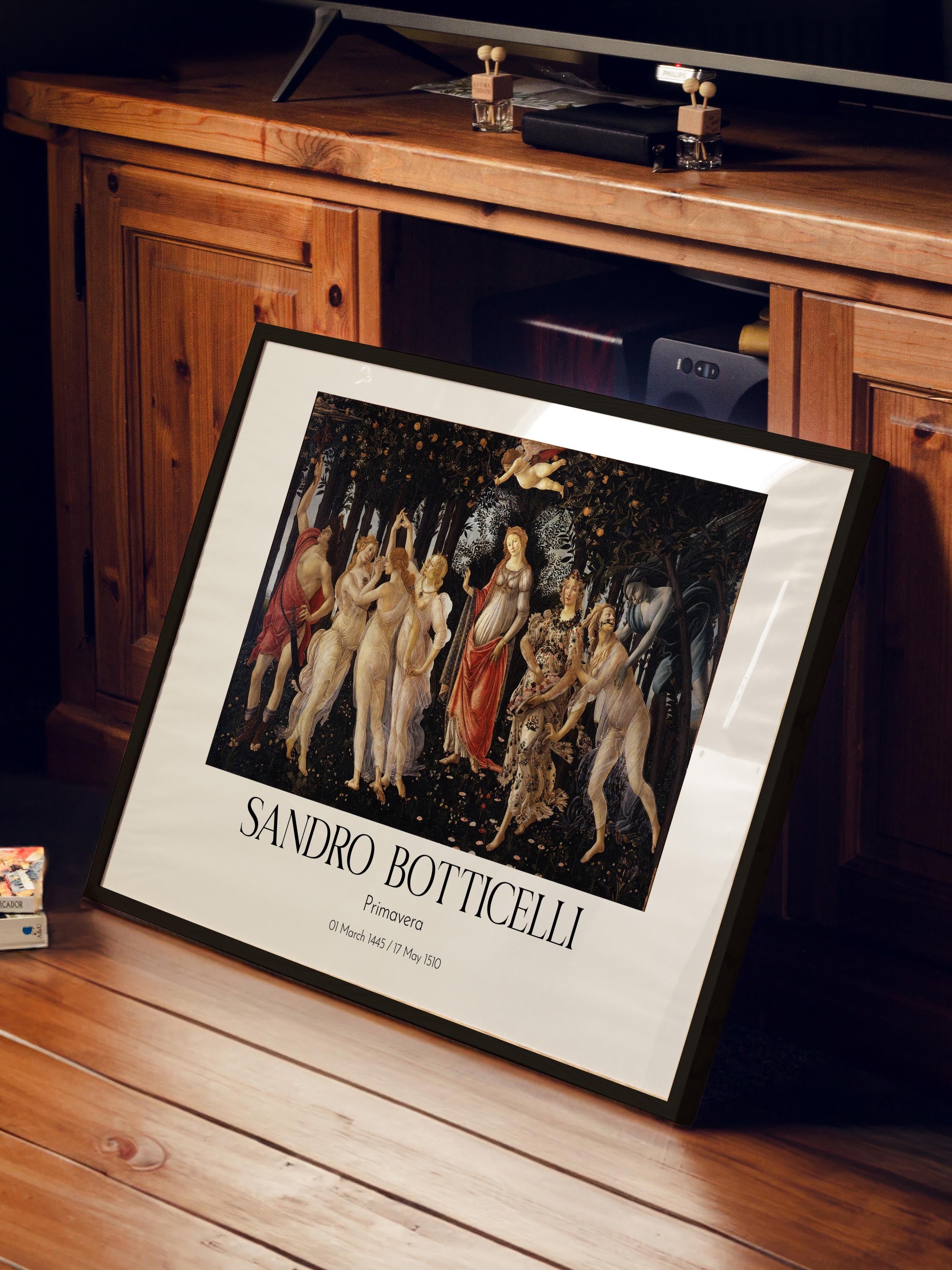 Sandro Botticelli - Primavera, Siyah Çerçeveli Tablo, Sanat Serisi NO:110770