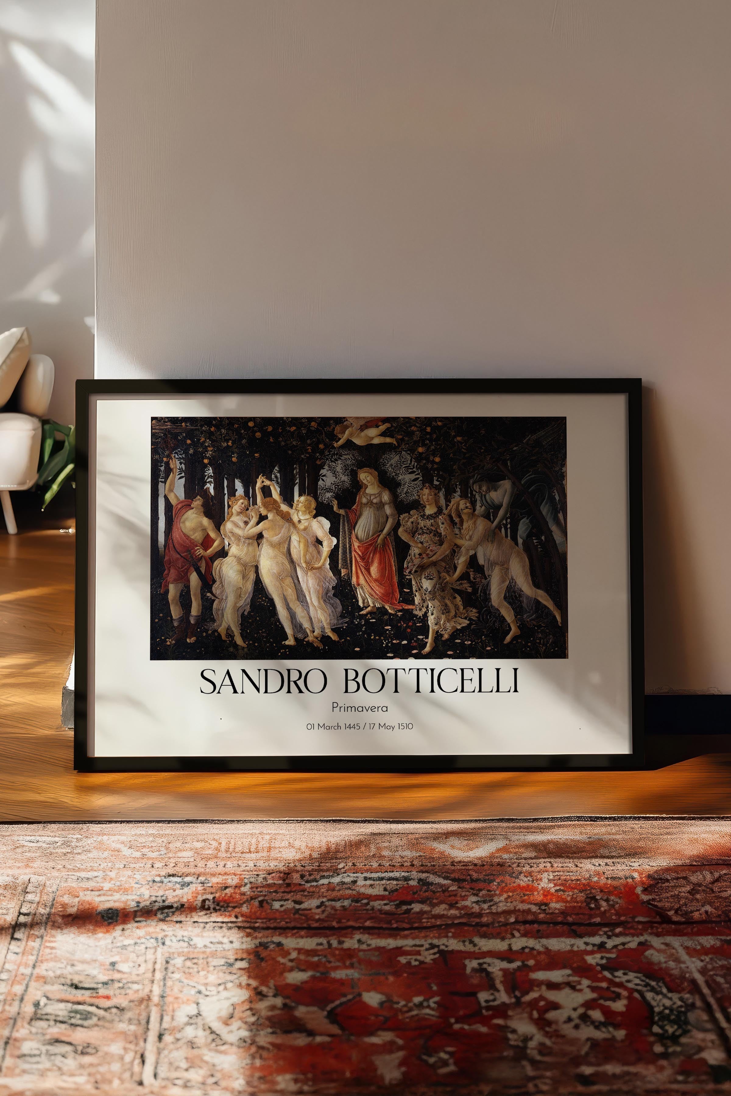 Sandro Botticelli - Primavera, Siyah Çerçeveli Tablo, Sanat Serisi NO:110770