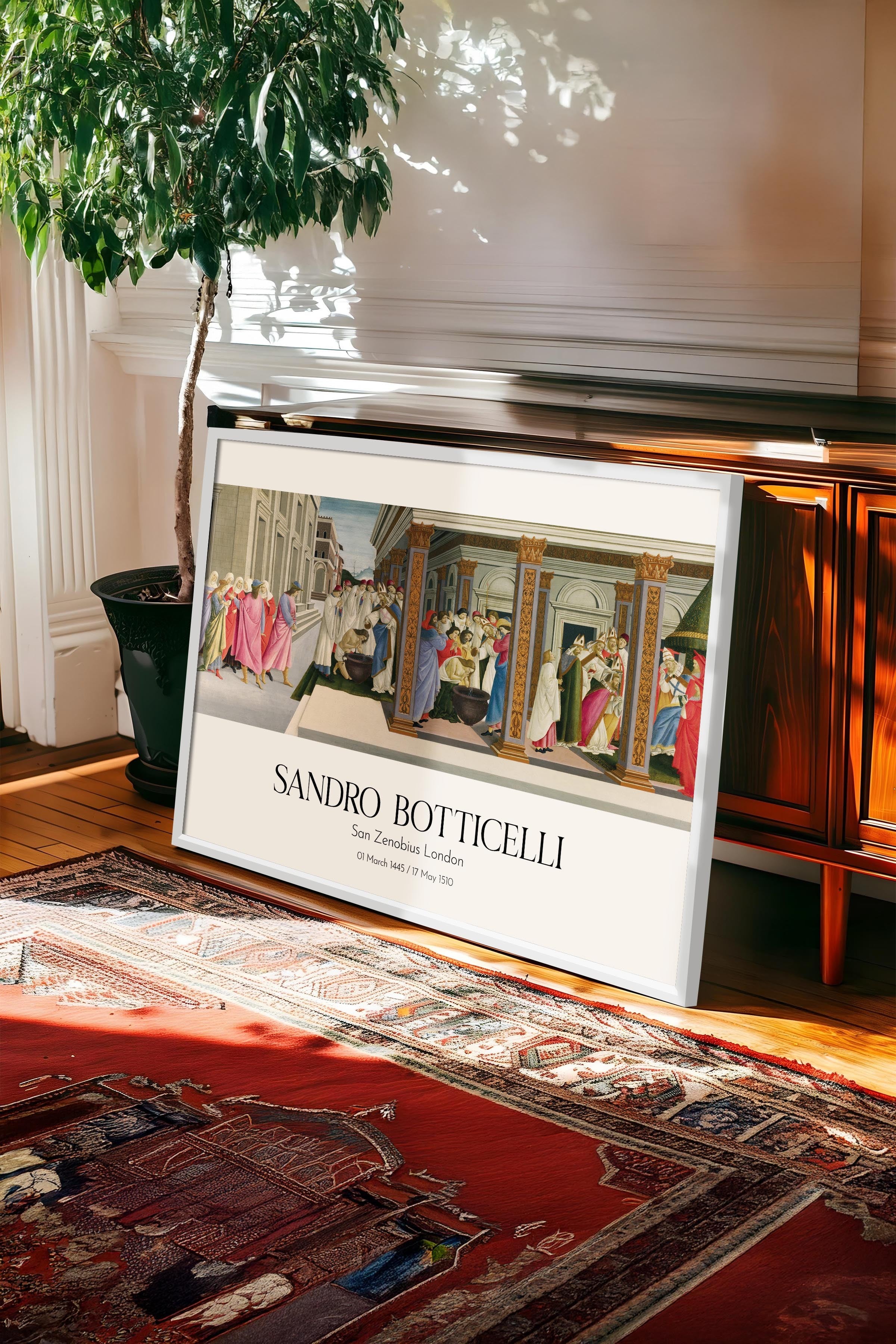 Sandro Botticelli - San Zenobius London, Beyaz Çerçeveli Tablo, Sanat Serisi NO:110765