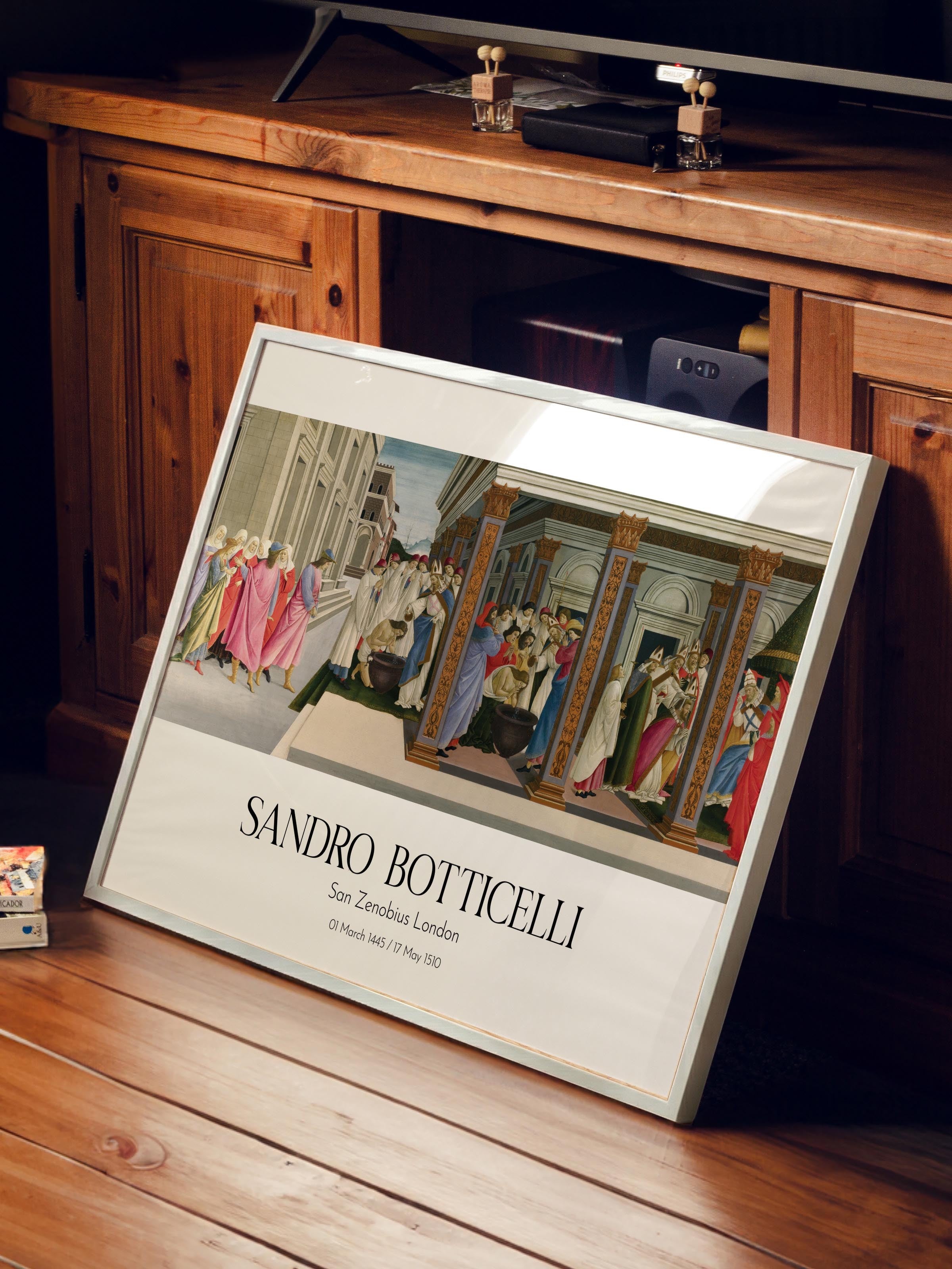 Sandro Botticelli - San Zenobius London, Beyaz Çerçeveli Tablo, Sanat Serisi NO:110765